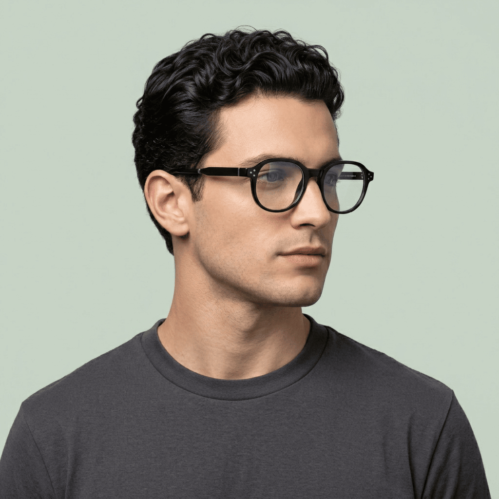 Black Round Computer Glasses for Unisex
