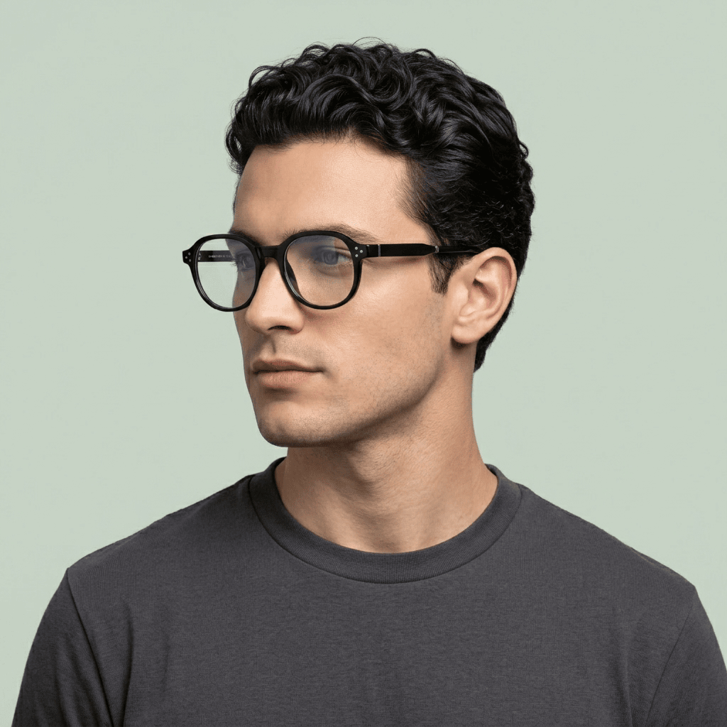 Black Round Computer Glasses for Unisex