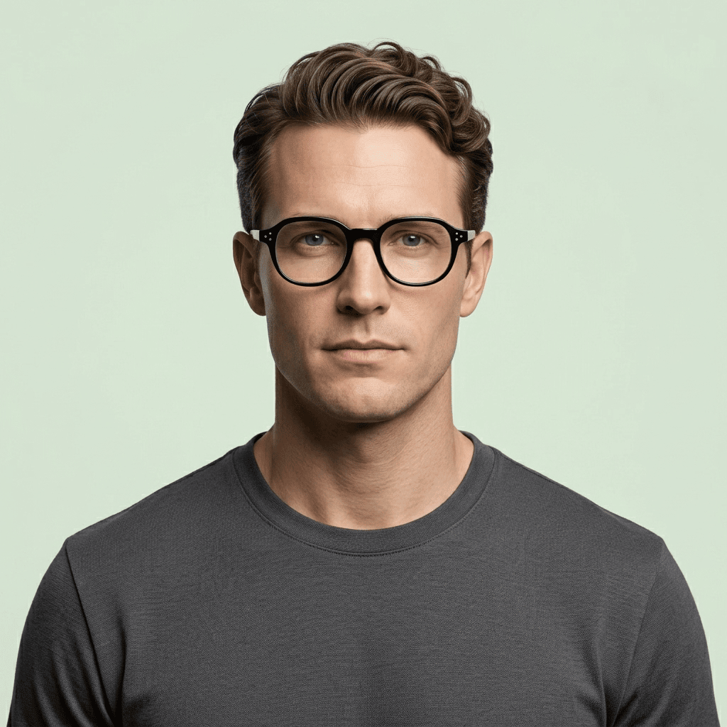 Black Round Computer Glasses for Unisex