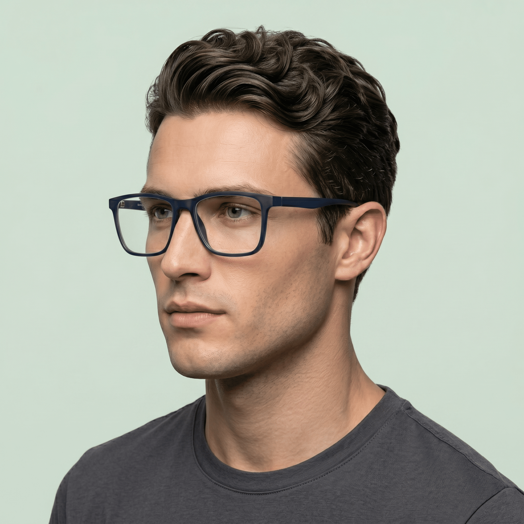 Blue Round Computer Glasses for Men