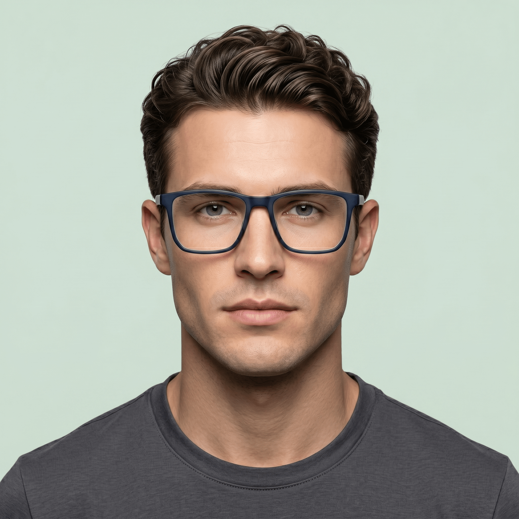 Blue Round Computer Glasses for Men