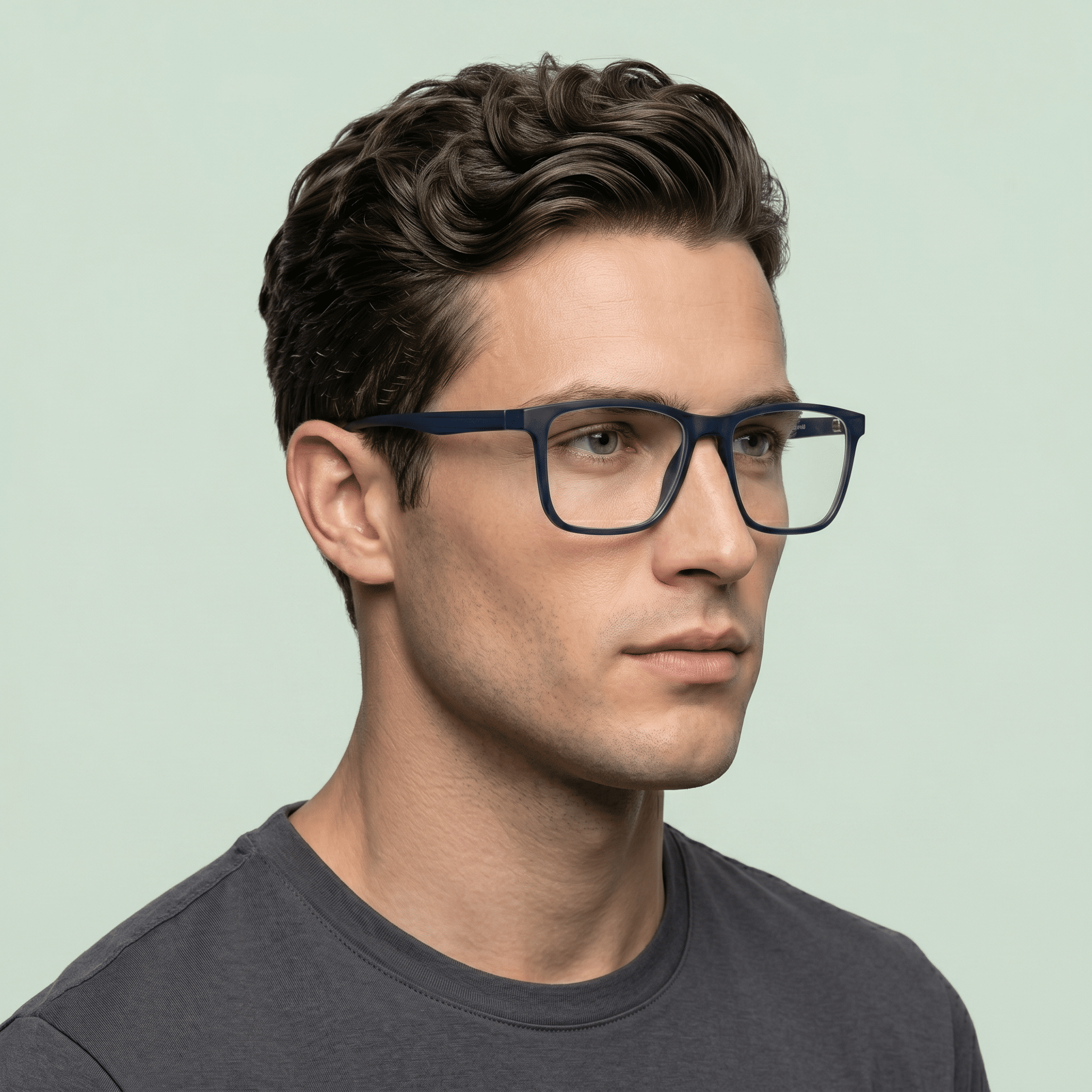Blue Round Computer Glasses for Men