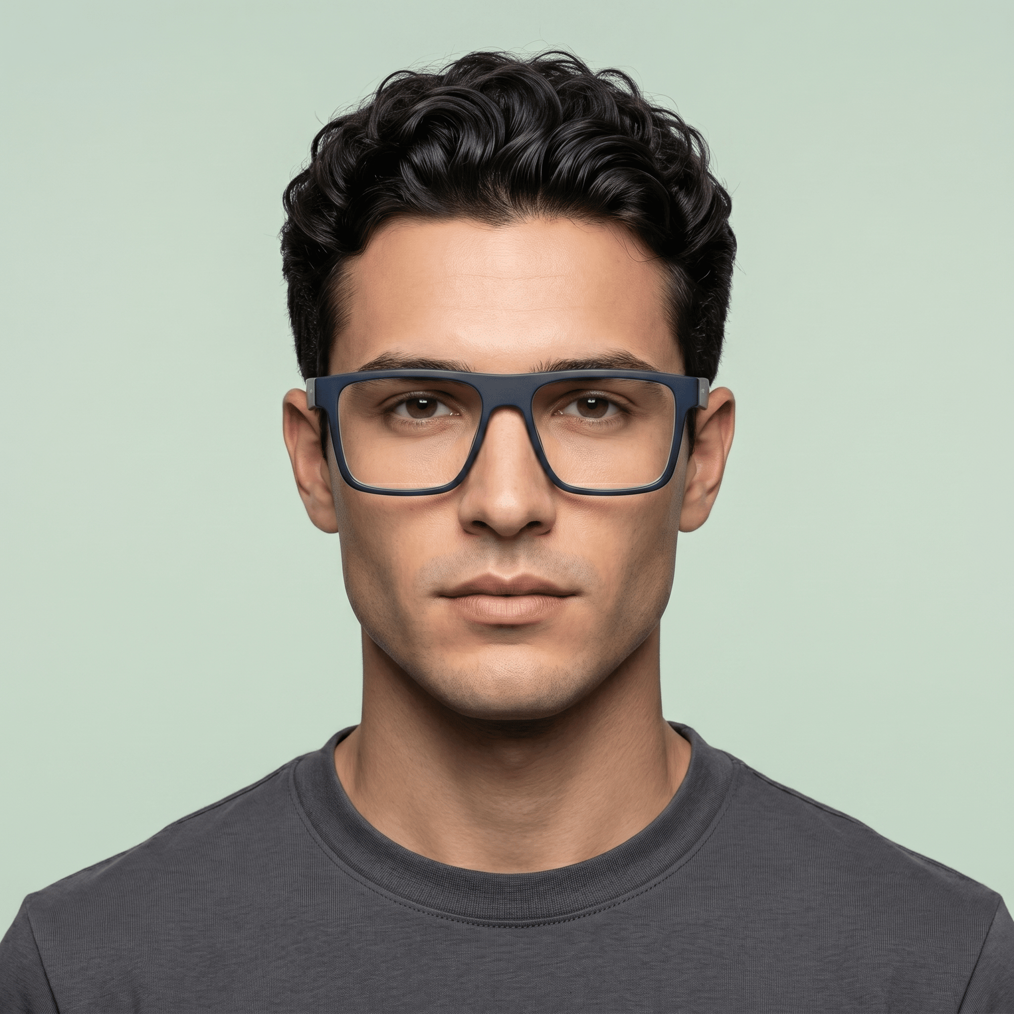 Blue Rectangle Computer Glasses for Men