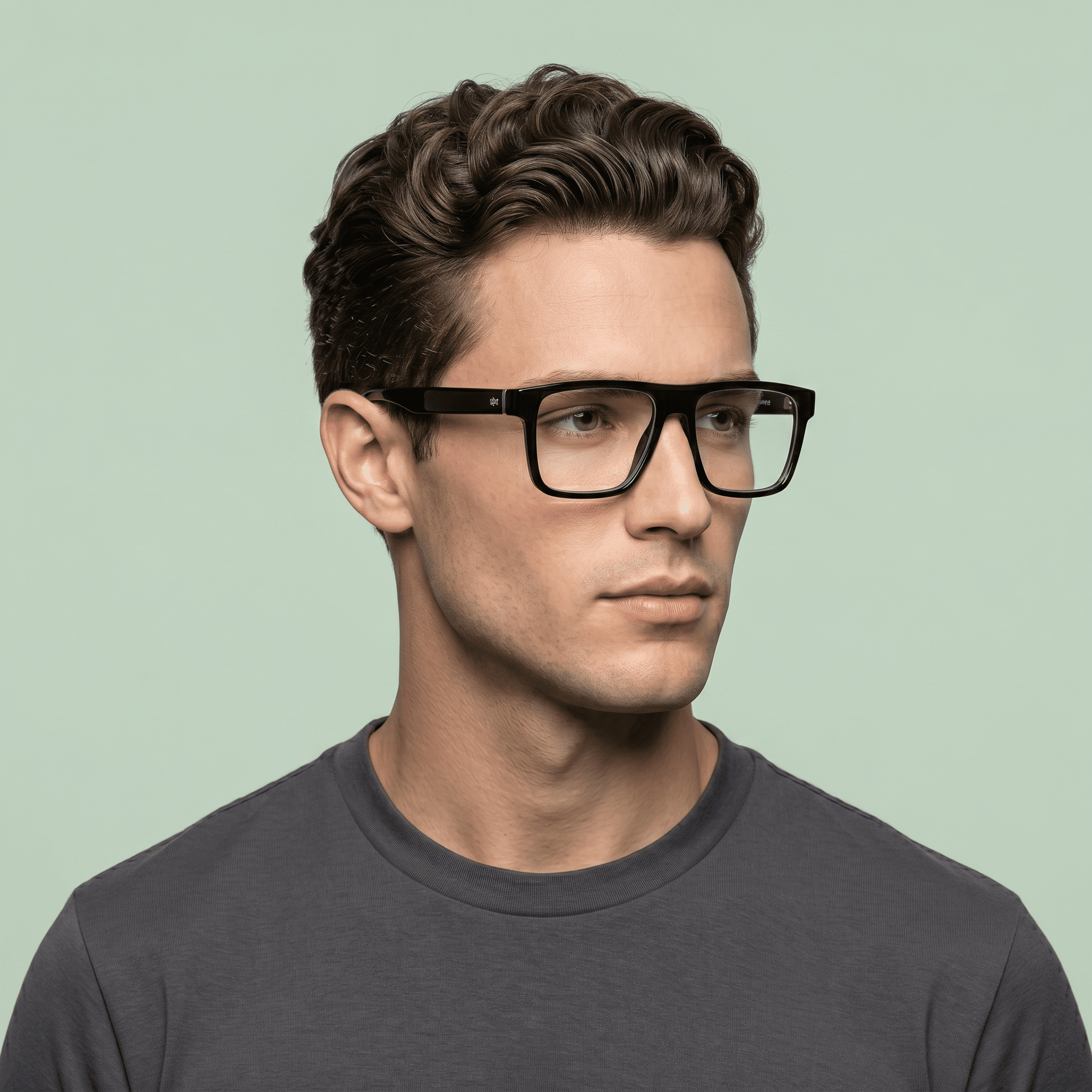 Black Rectangle Computer Glasses for Men