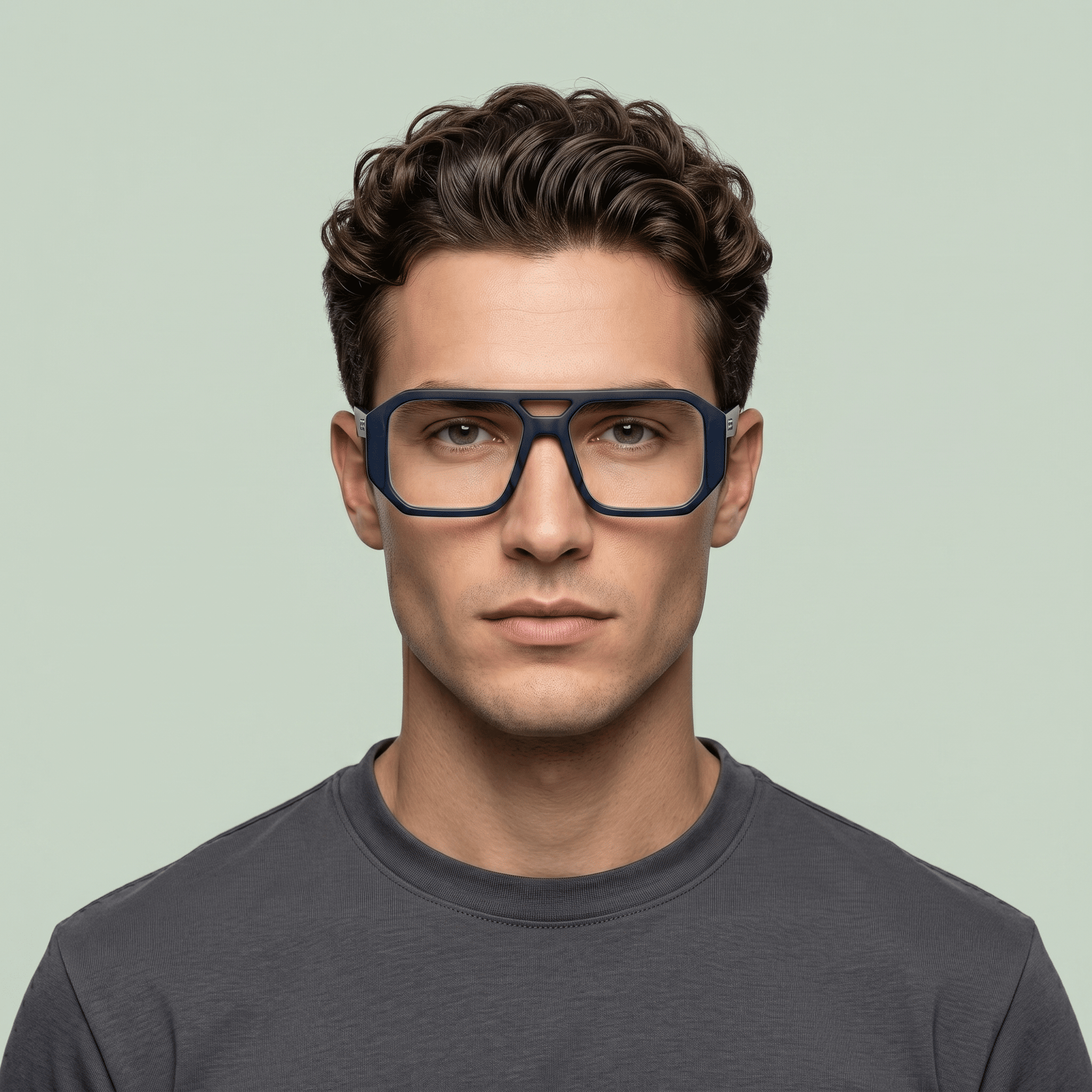 Blue Rectangle Computer Glasses for Men
