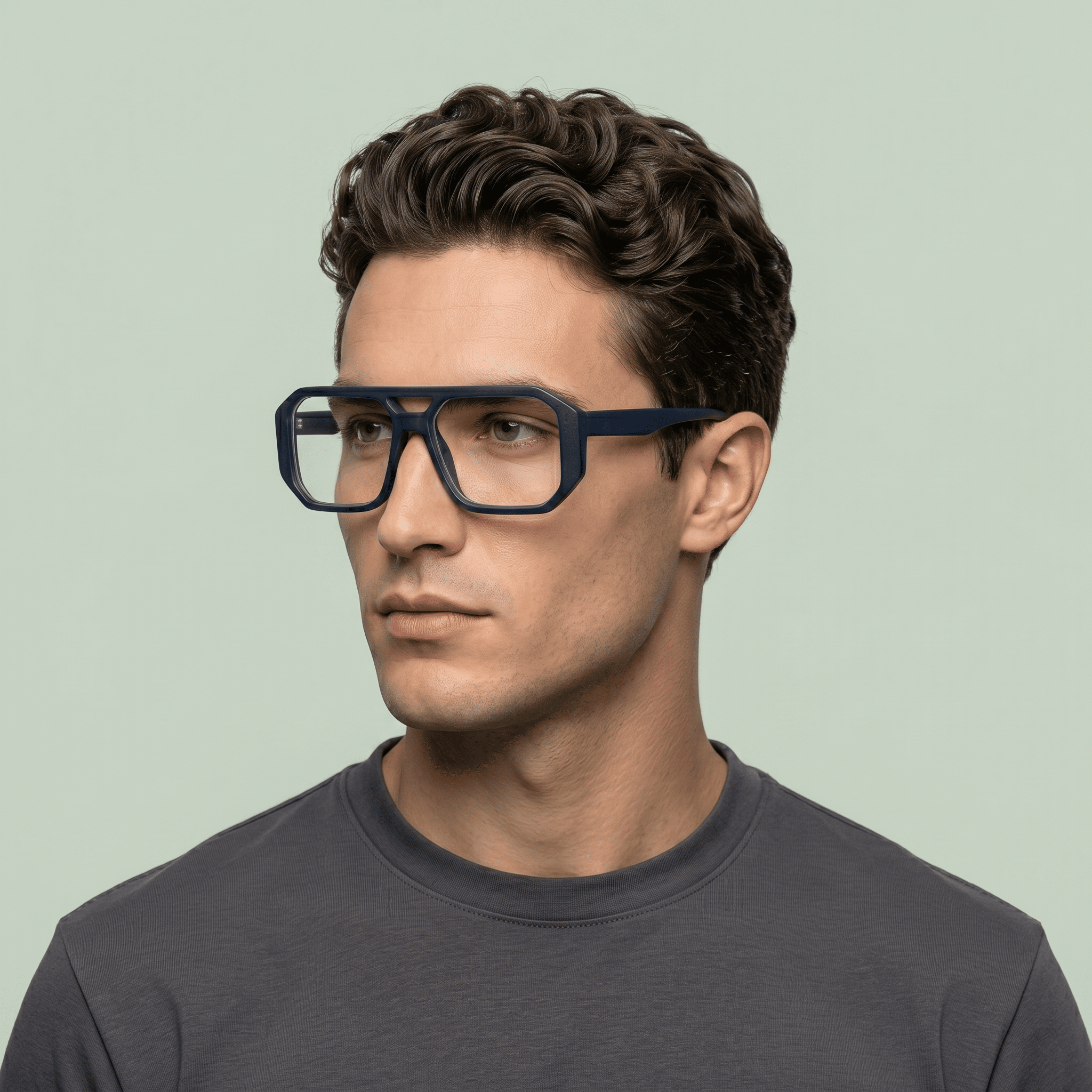 Blue Rectangle Computer Glasses for Men
