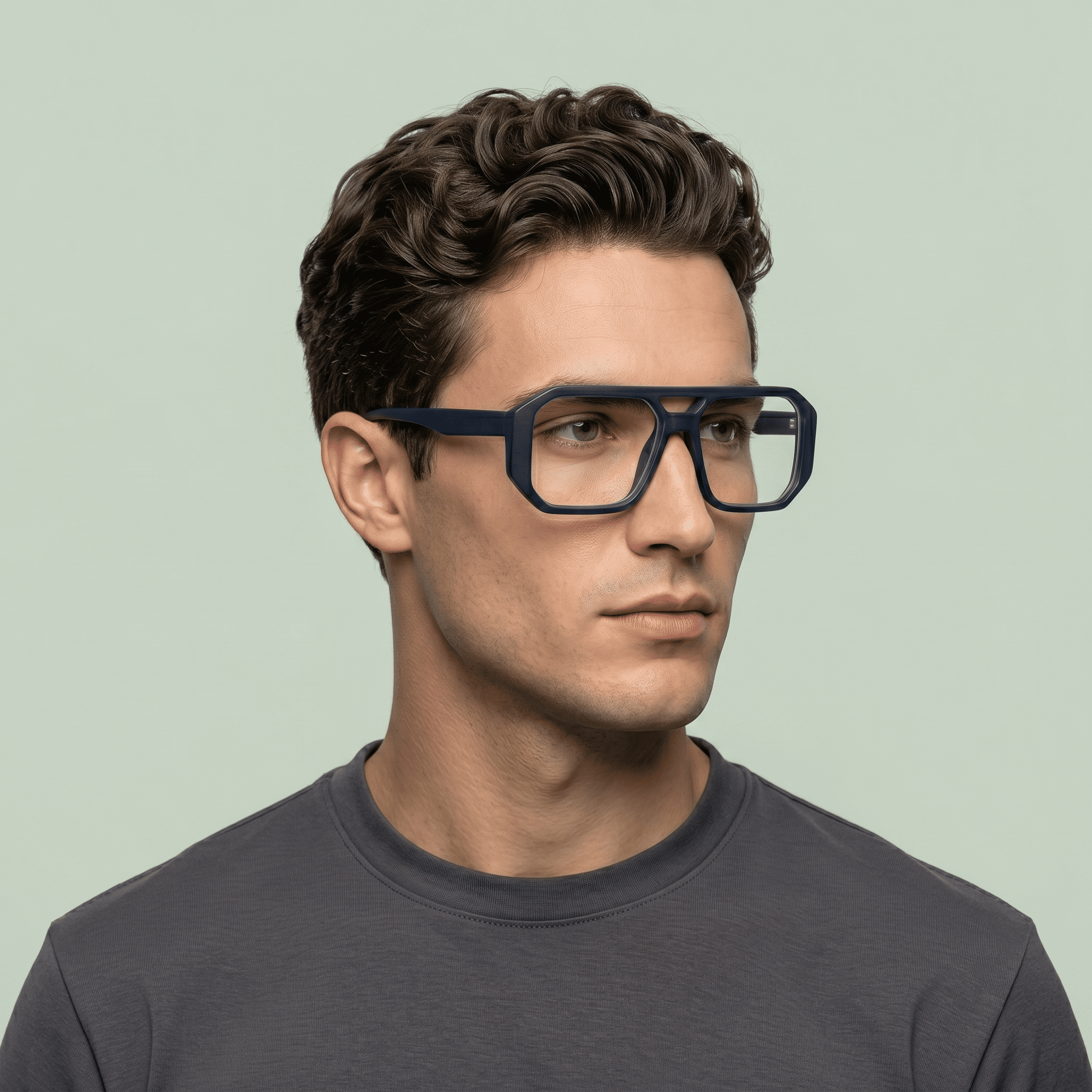 Blue Rectangle Computer Glasses for Men