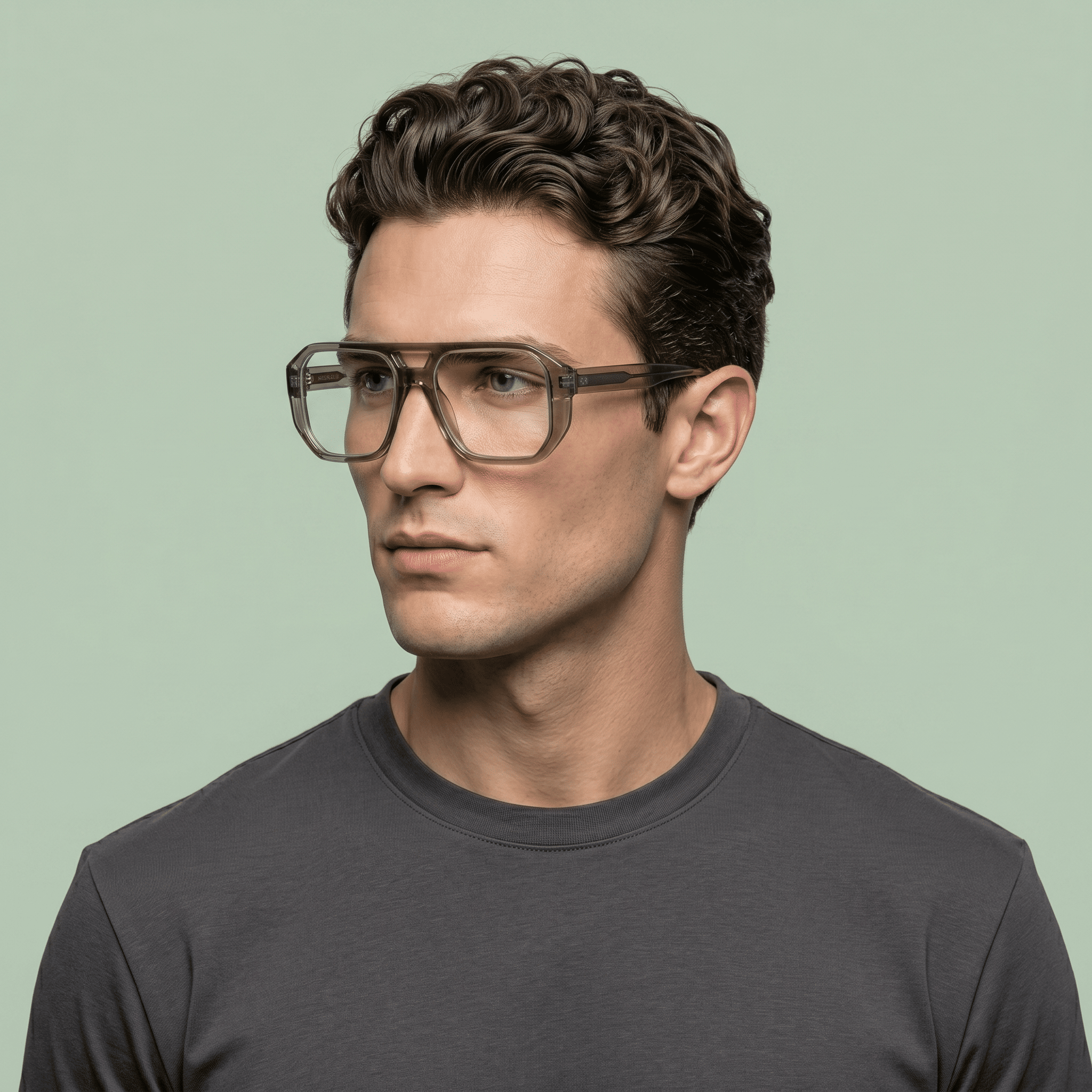 Green Rectangle Computer Glasses for Men