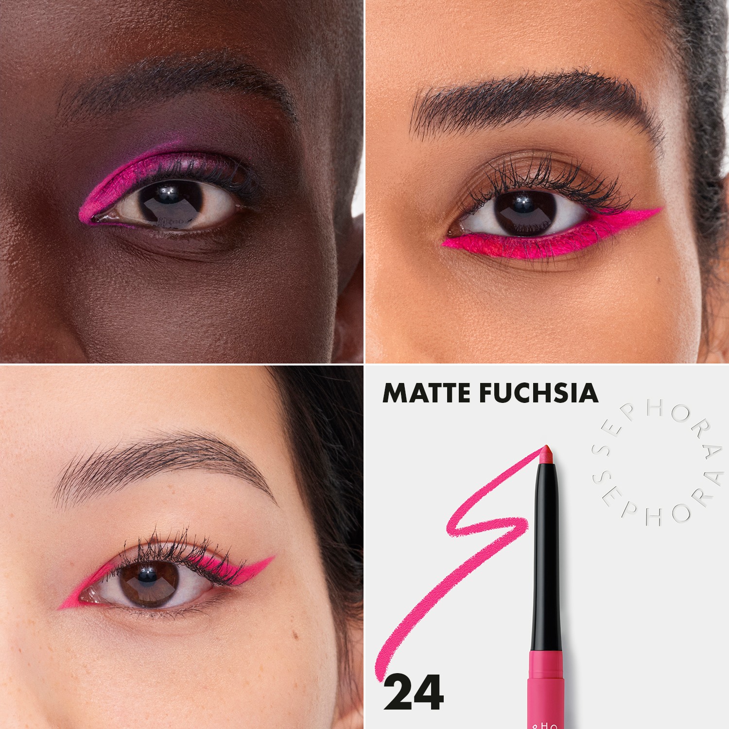 New 12H Colorful Retractable Eyeliner • 24 Matte Fuchsia