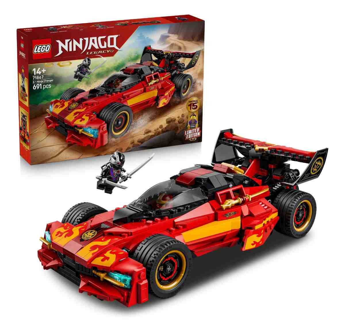 Increasing Danger Square Live Pr 1枚 LEGO NINJAGO 71867 X-1 Ninja Charger 15th Anniversary with 3