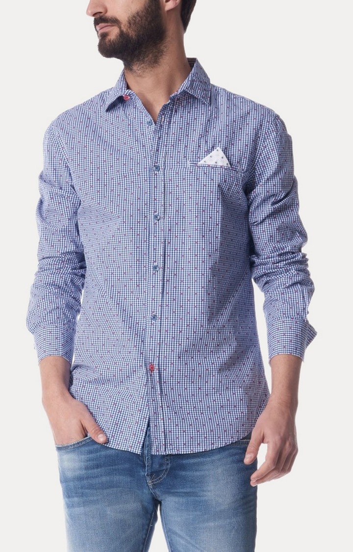 GAS | Blue Patterned Casual Shirt