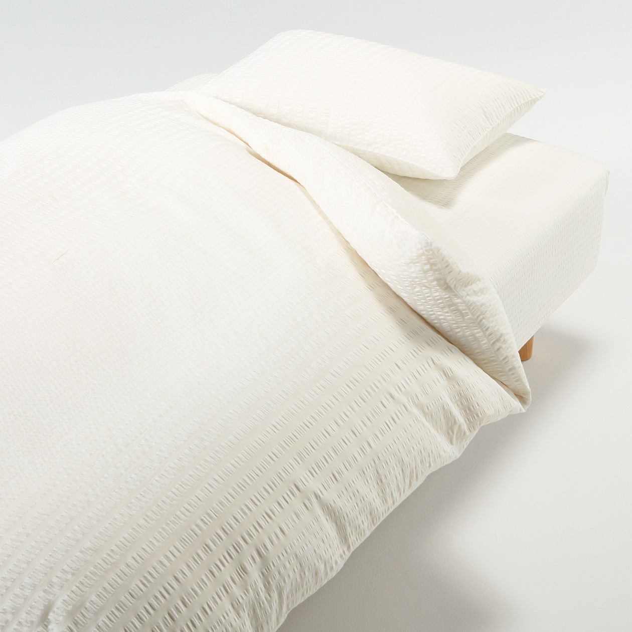 OGC SEERSUCKER FITTED SHEET K OFF WHITE