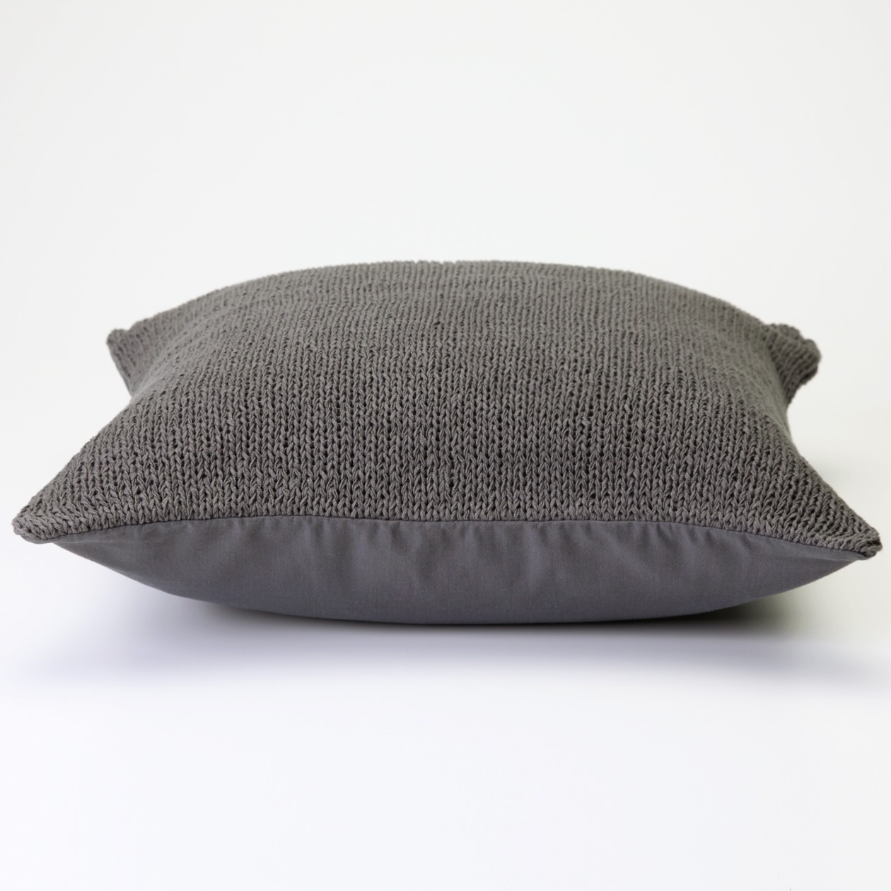 ORGANIC COTTON TAPE KNIT CUSHION COVER CHARCOAL