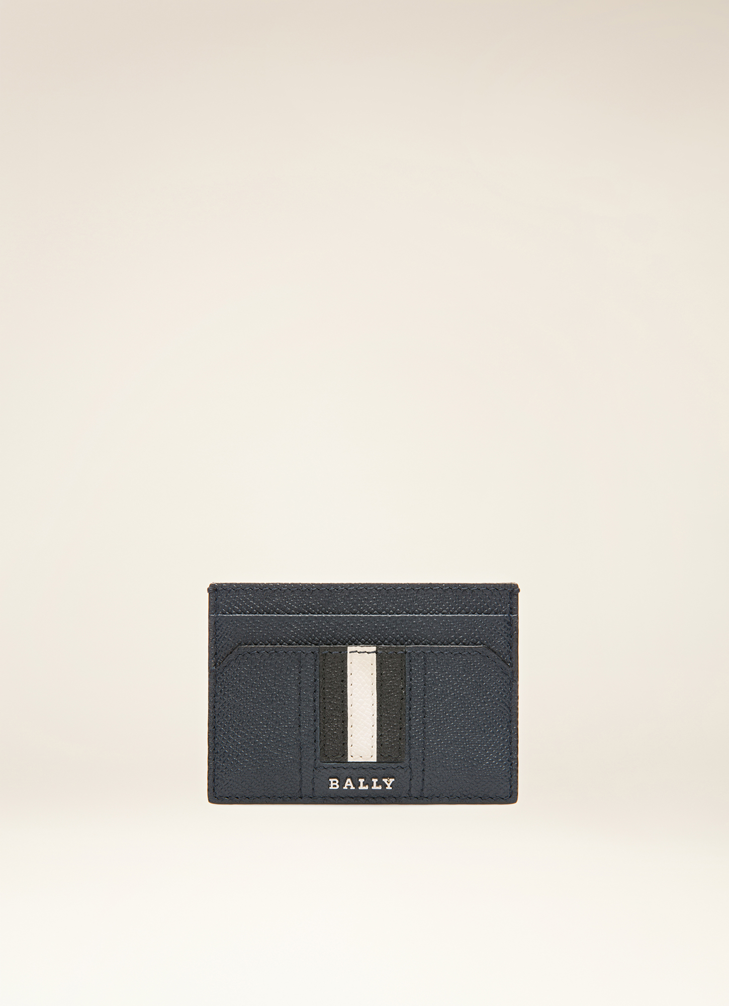 Lettering Business Card Holder In Blue Leather