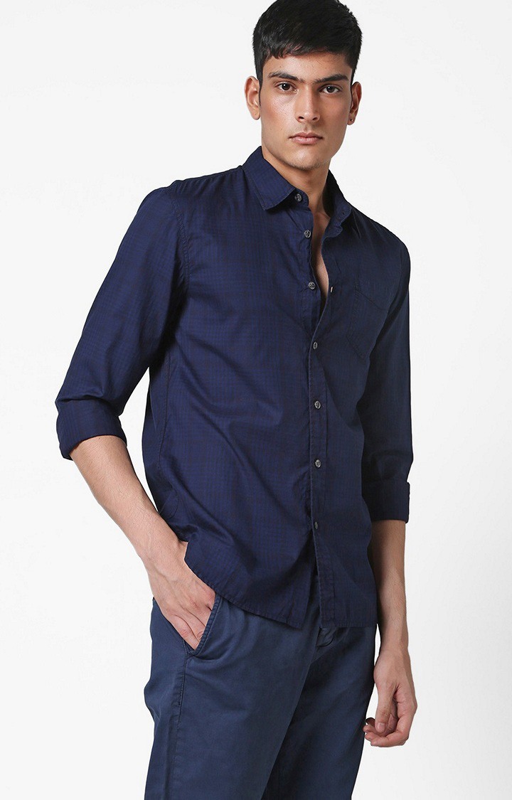 Men's Dyami blue checks shirt