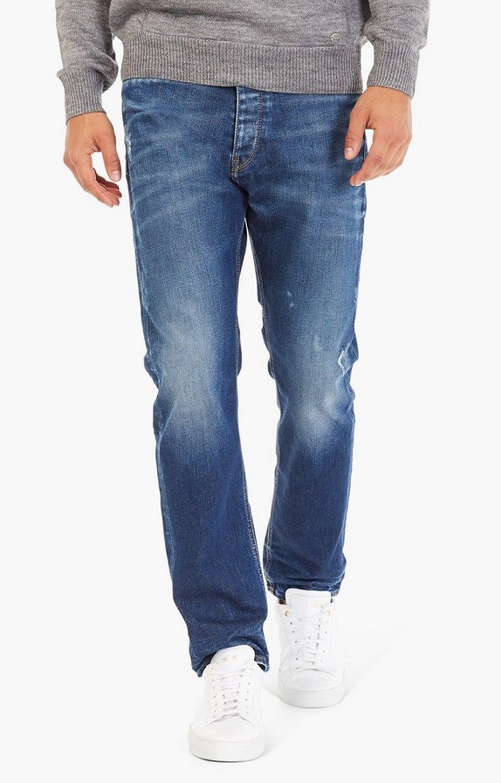 Teo Heavy-Wash Jeans with Distressing