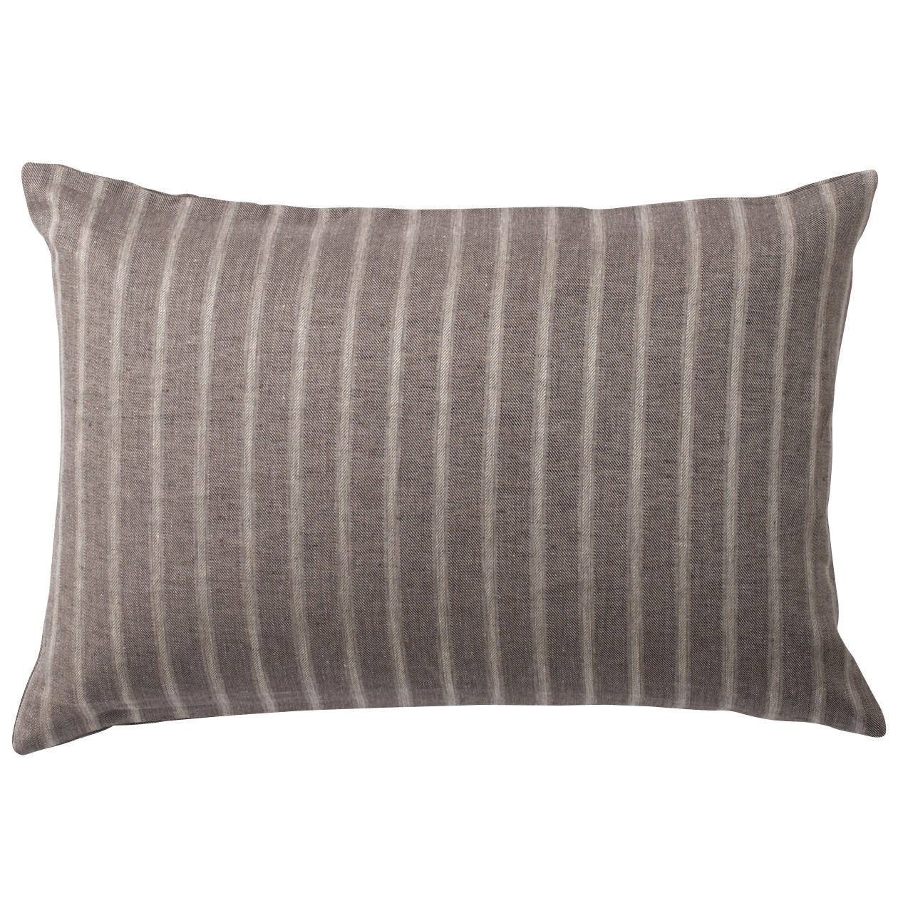 LINEN TWILL PILLOW CASE ECRU x DARK GRAY STRIPE