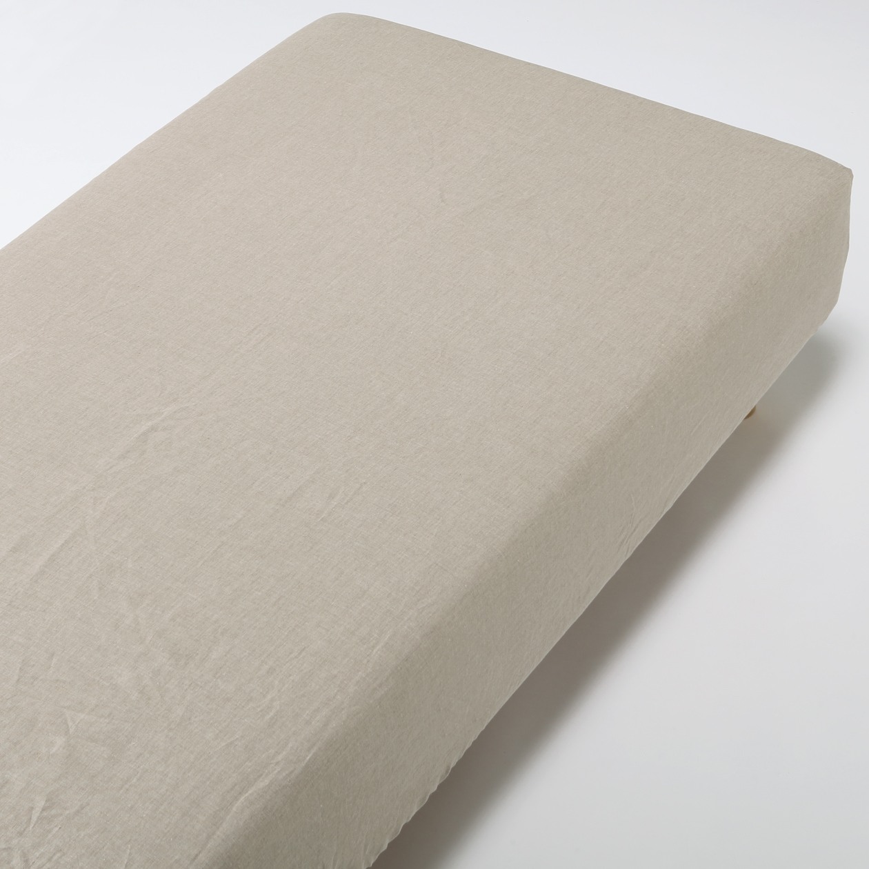 LINEN PLAIN WEAVE FITTED SHEET S ECRU
