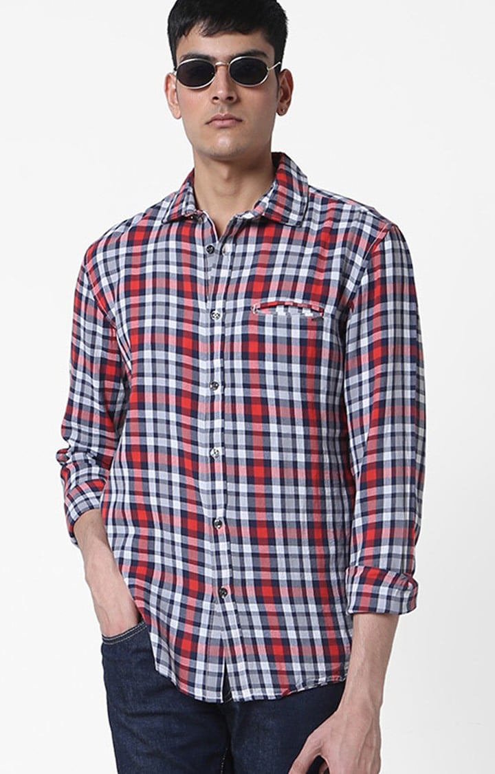 Men's Sasha red checks shirt