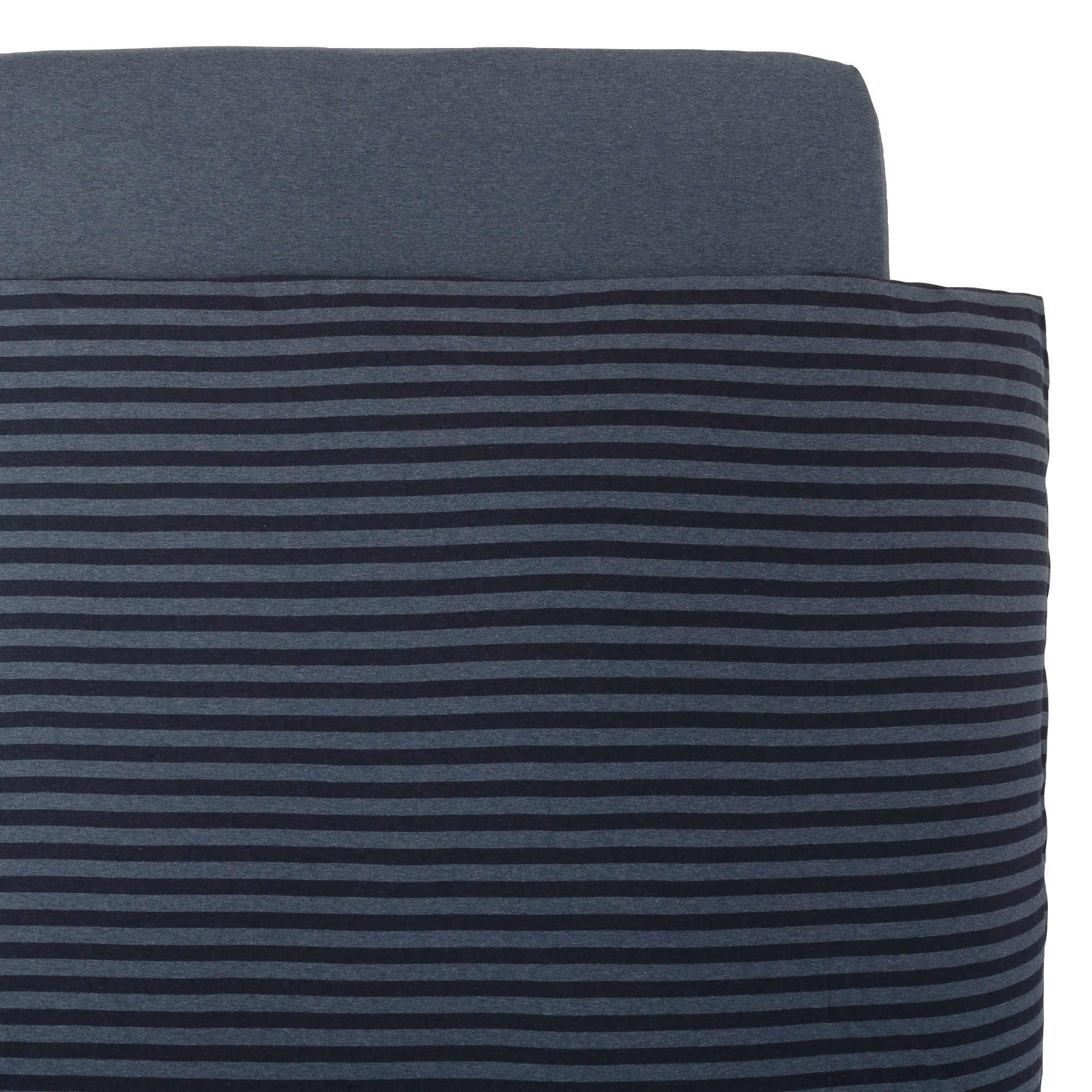 ORGANIC COTTON JERSEY DUVET COVER Q DARK BLUE BORDER