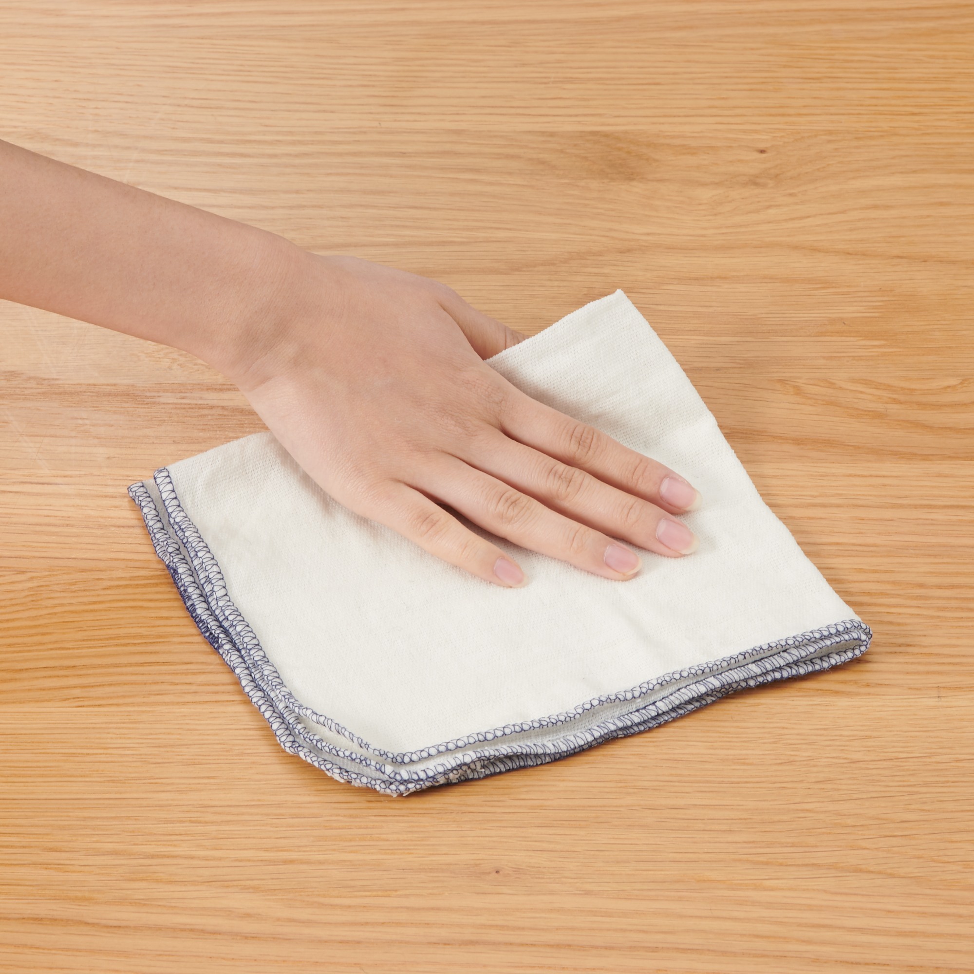 RECYCLED COTTON COLOURED TRIM KITCHEN CLOTH / 12 PIECES