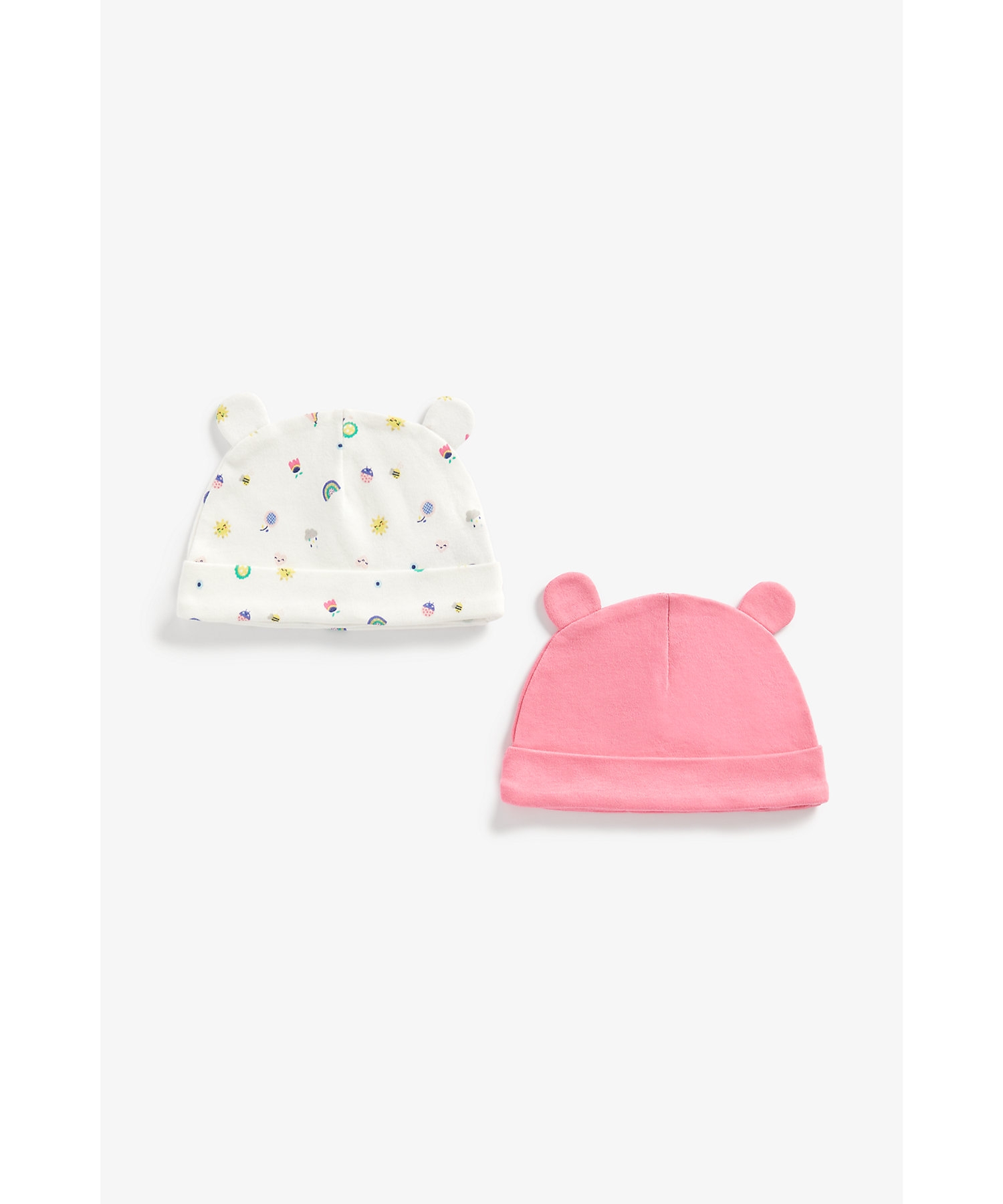 Mothercare | Girls Beanie 3D Ear Detail-Pack of 2-Multicolor 0