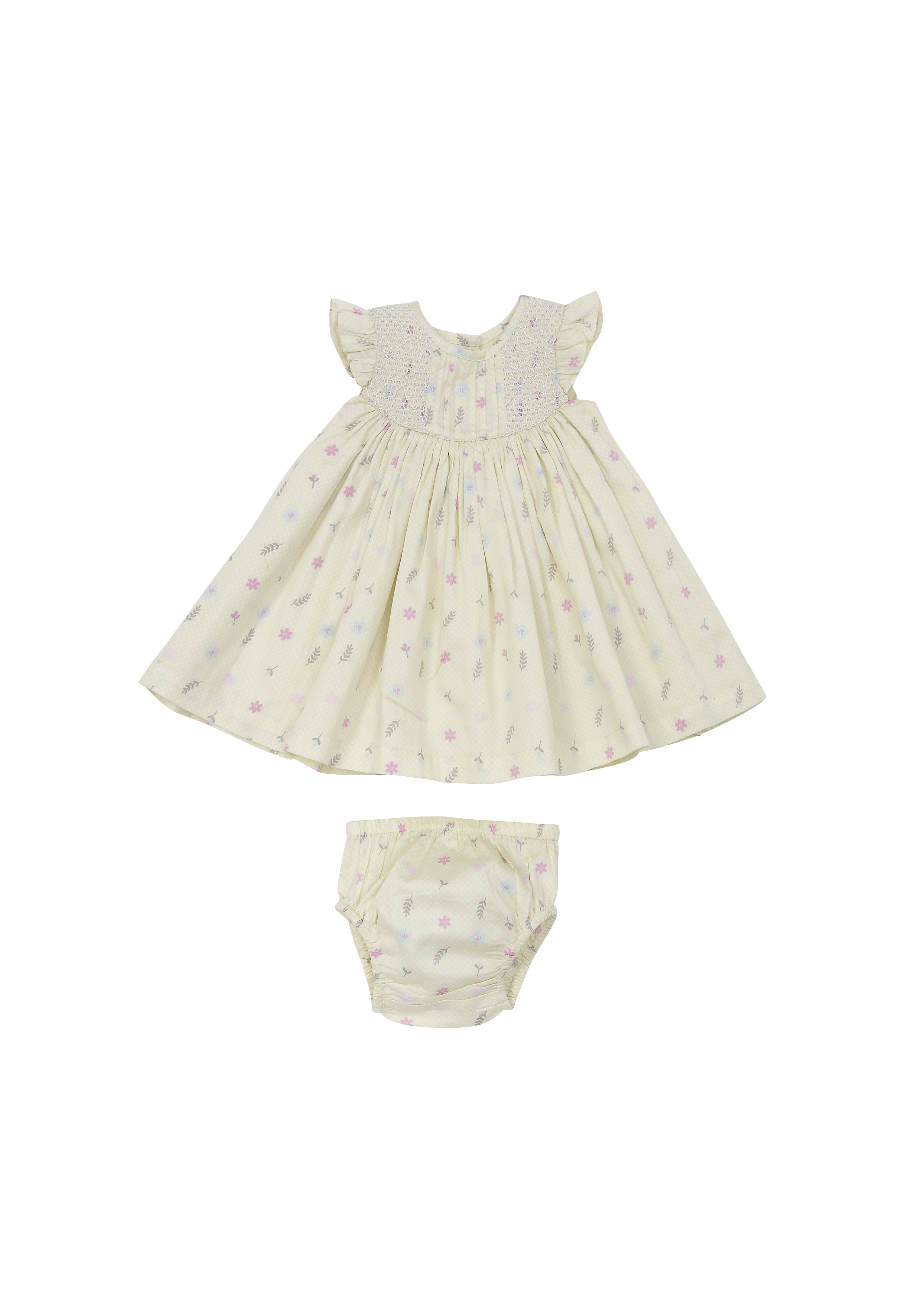Mothercare | Girls Floral Dress - Lime 0