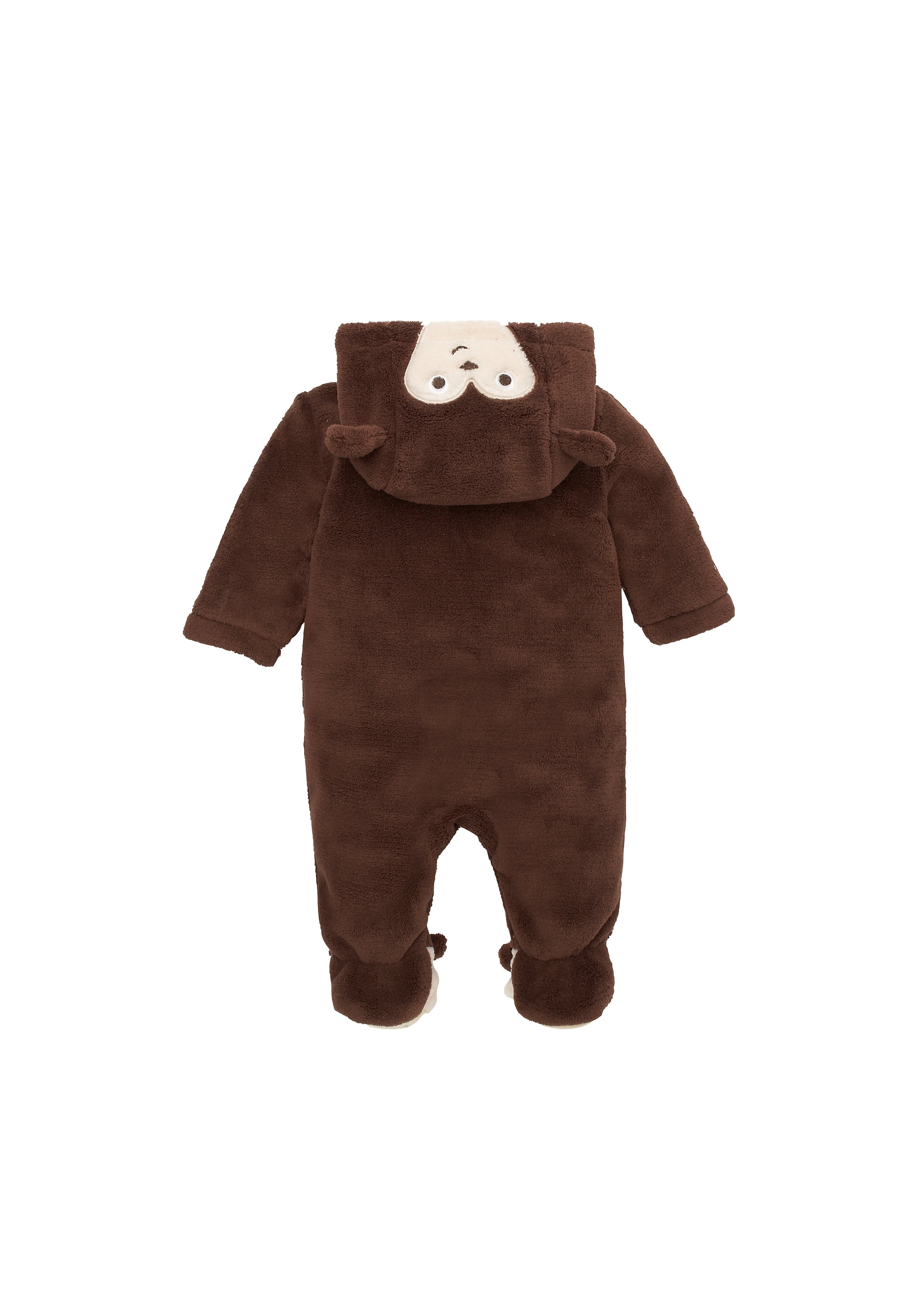 Mothercare | Boys Full Sleeves Fluffy Romper 3D Monkey Detail - Brown 2