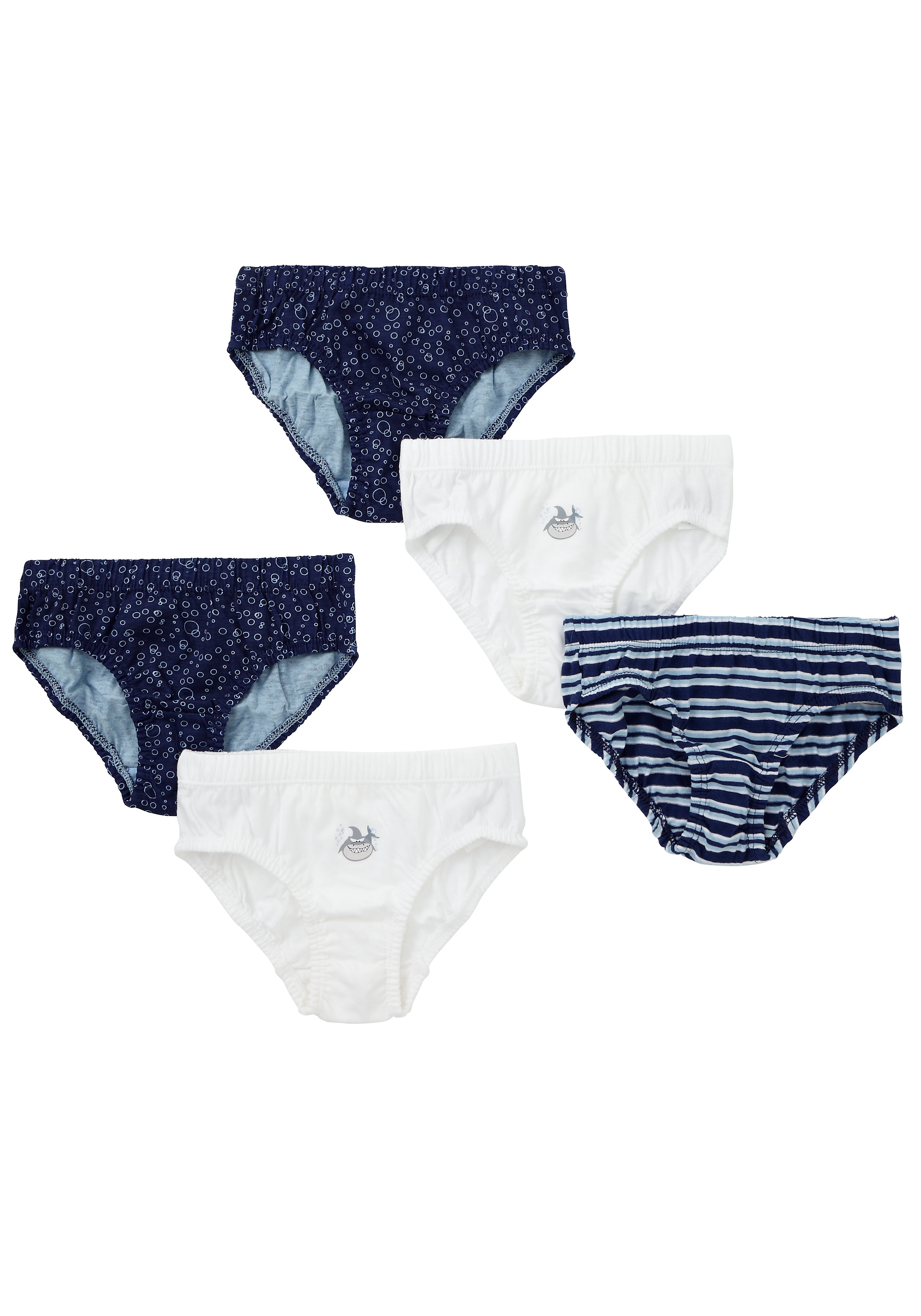 Mothercare | Boys Briefs Striped And Shark Print - Pack Of 5 - Multicolor 0