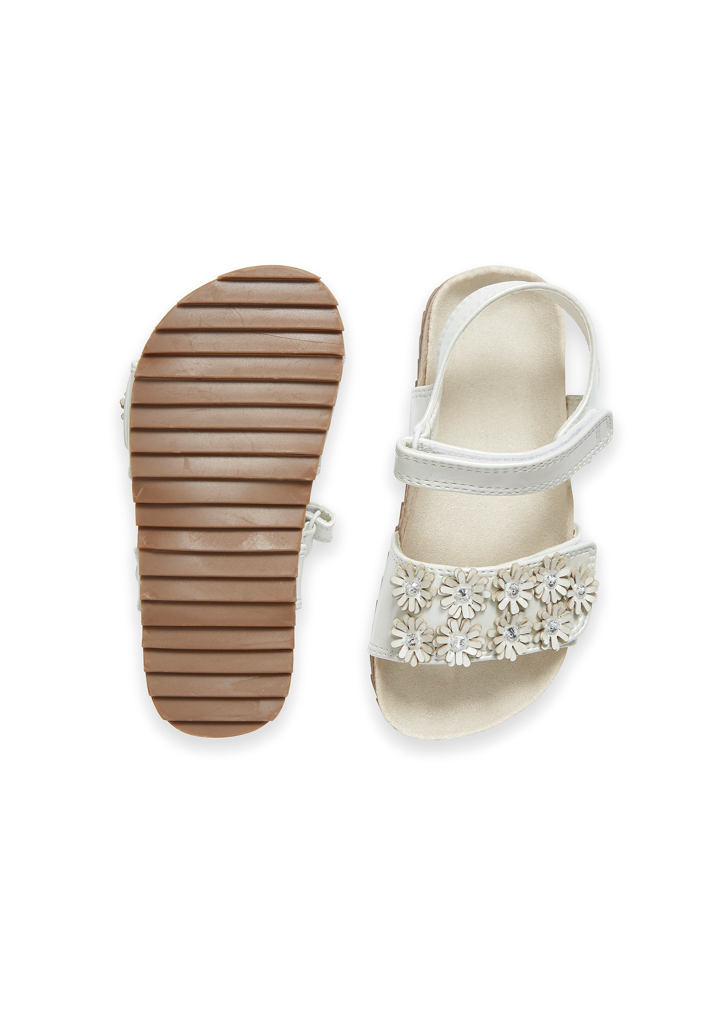 Mothercare | Girls Flower Footbed Sandals - Cream 2