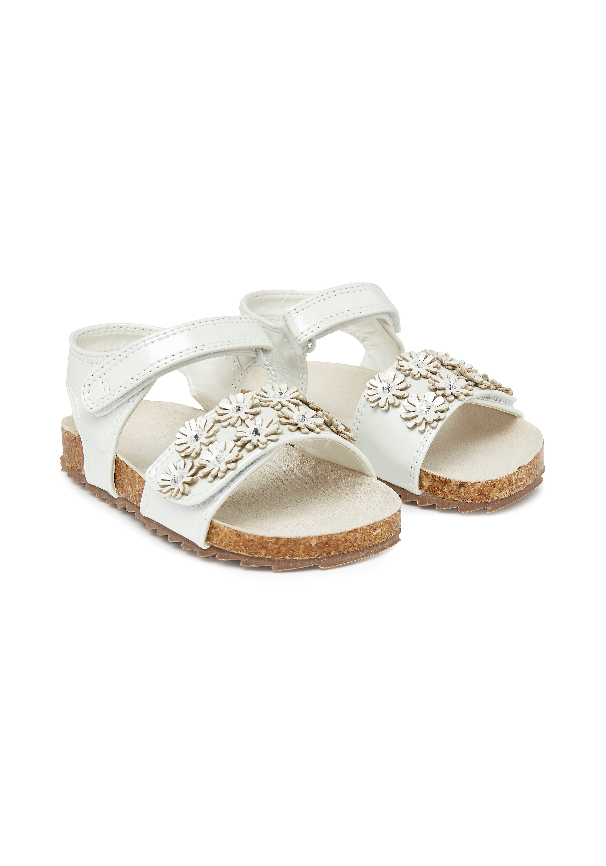 Mothercare | Girls Flower Footbed Sandals - Cream 0