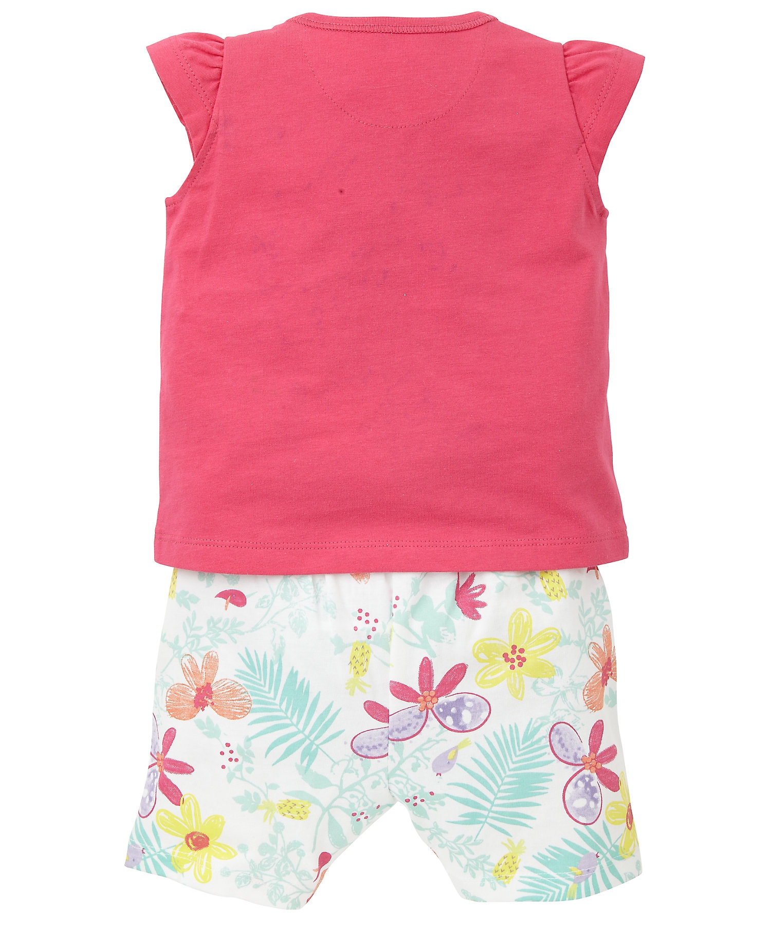 Mothercare | Girls Half Sleeves Shortie Pyjama Set Bird Patchwork - Pink 1