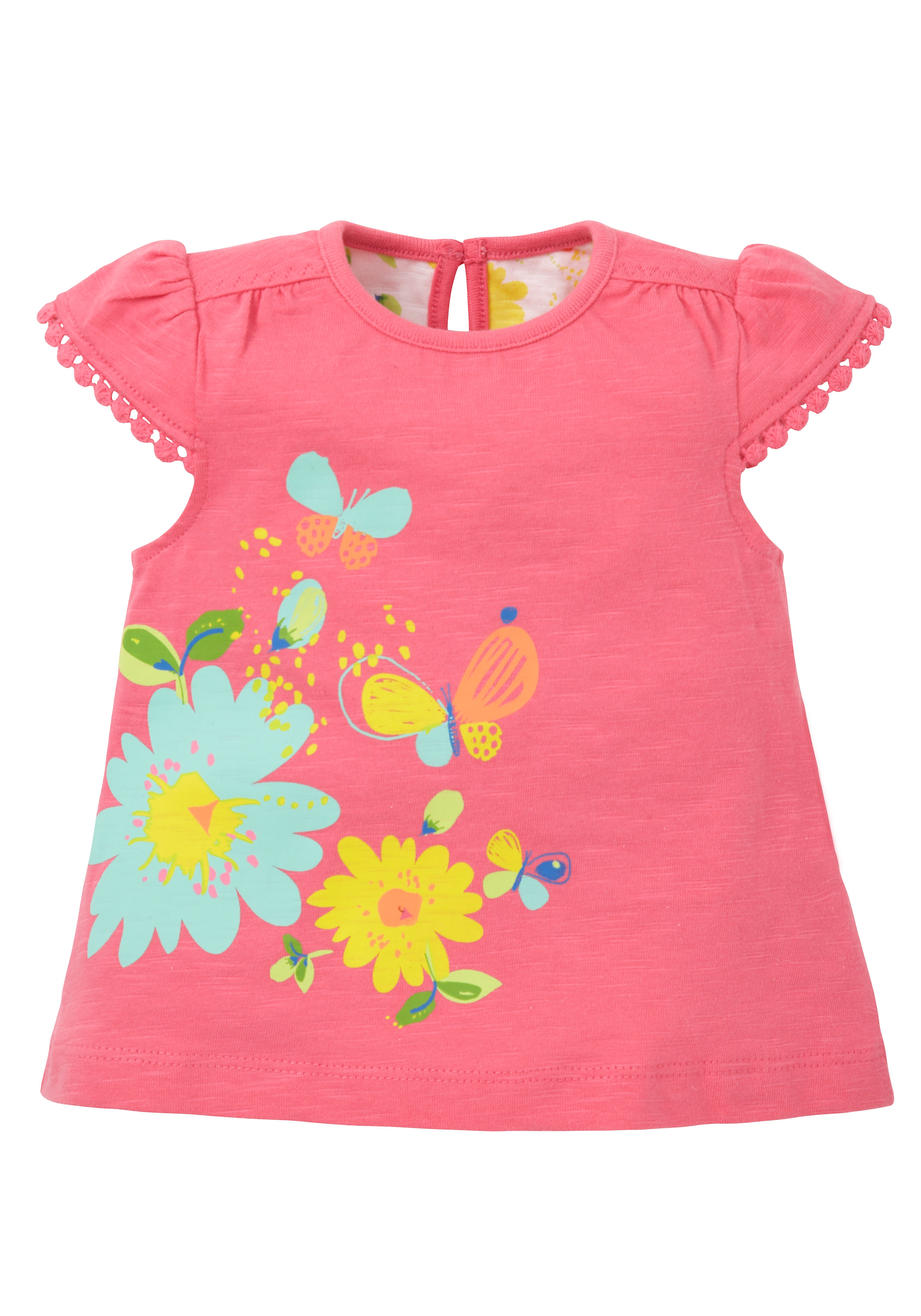 Mothercare | Girls Bright Floral Jersey T-Shirt - Pink 0