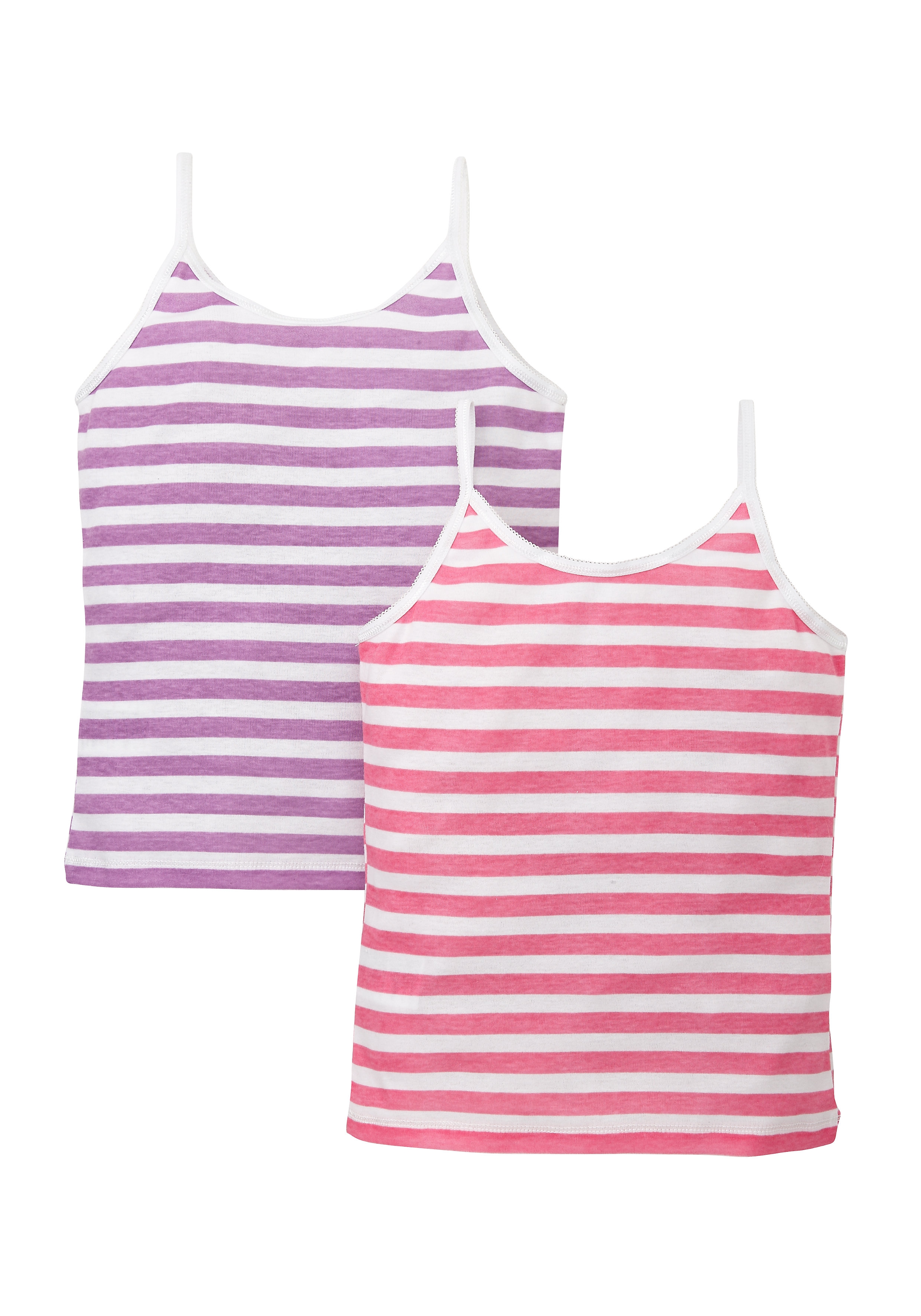 Mothercare | Girls Stripe Cami Vests -Pack Of 2 - White 1