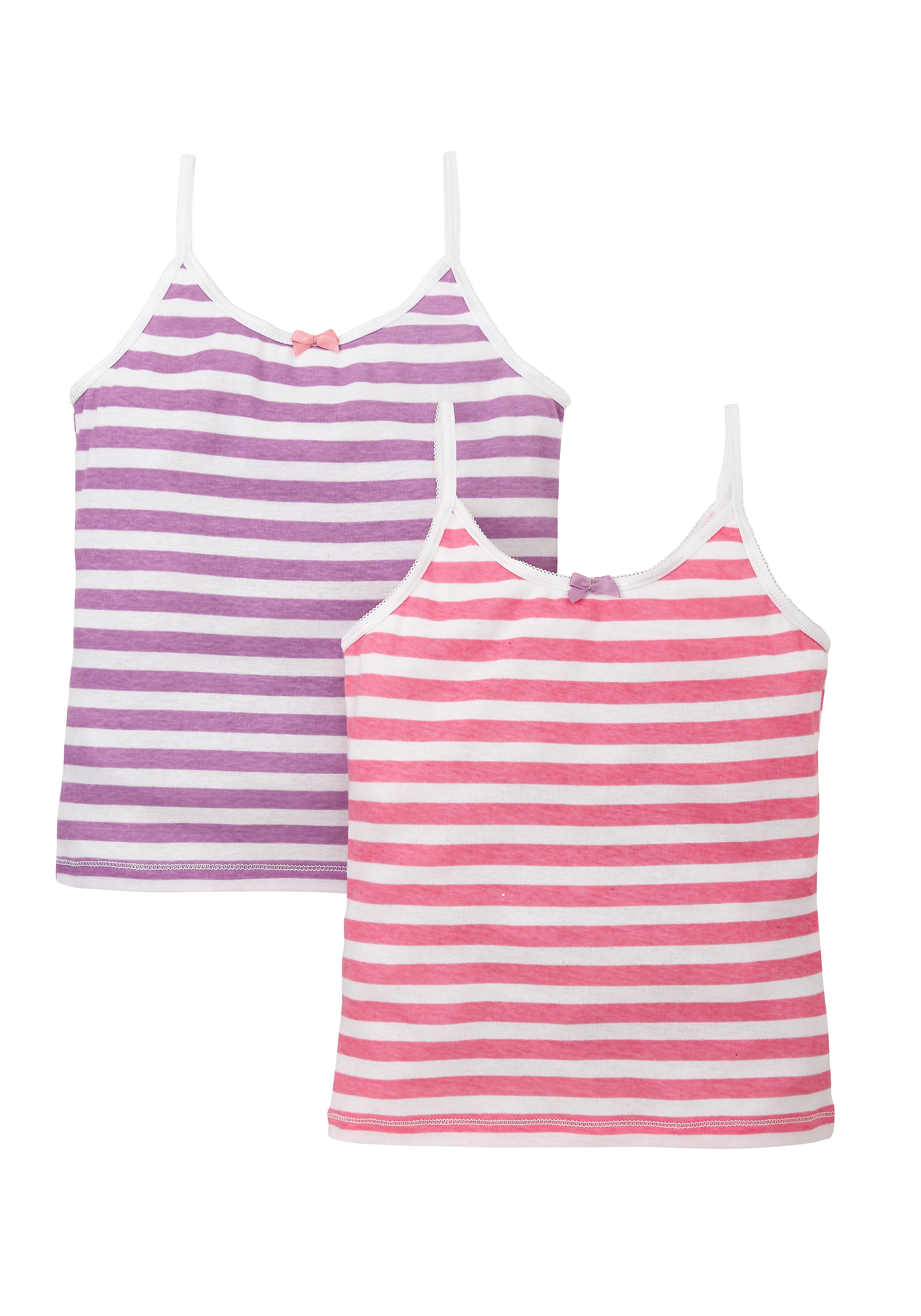Mothercare | Girls Stripe Cami Vests -Pack Of 2 - White 0