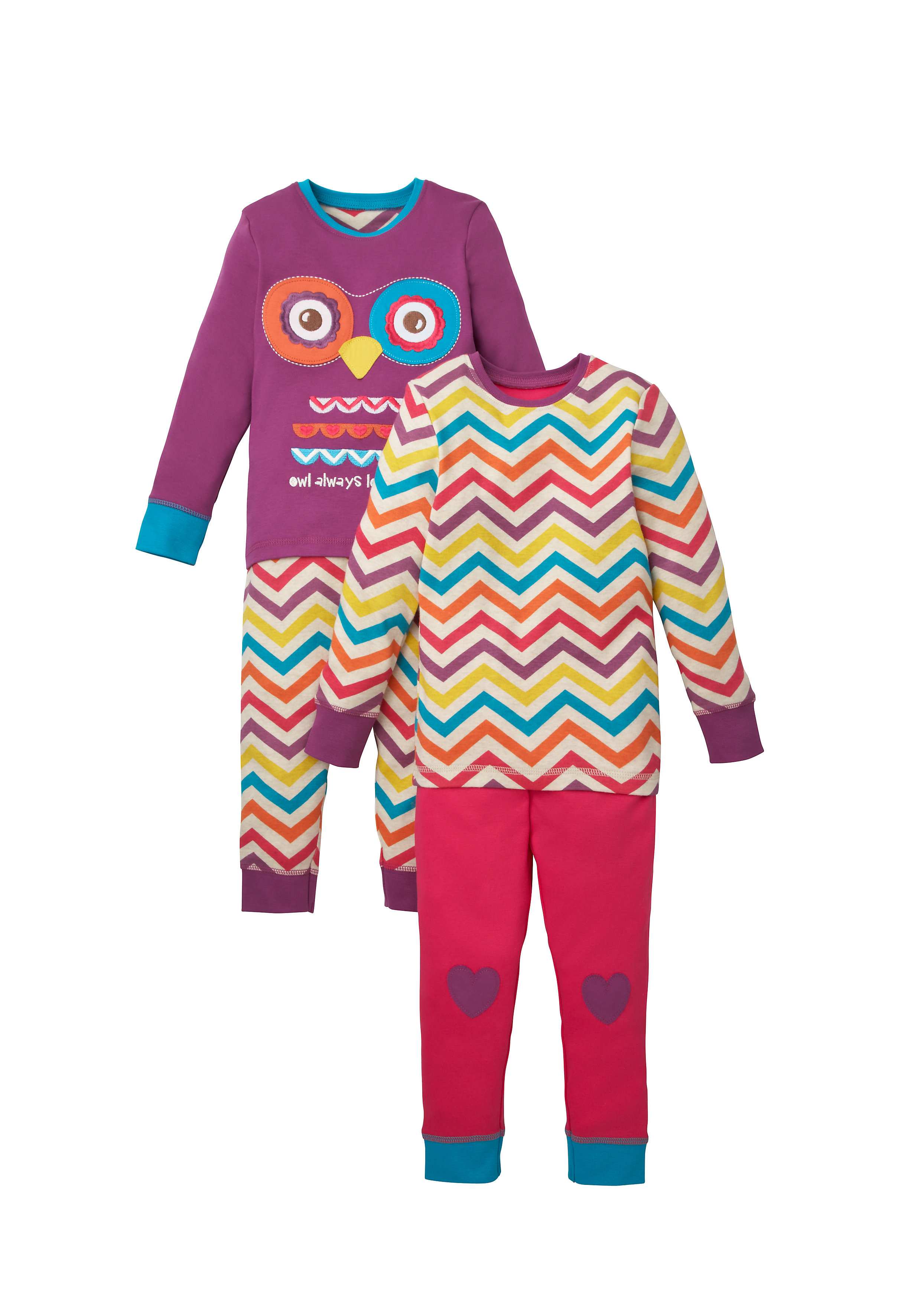Girls Full Sleeves Pyjama Sets - Pack of 2 - Multicolor