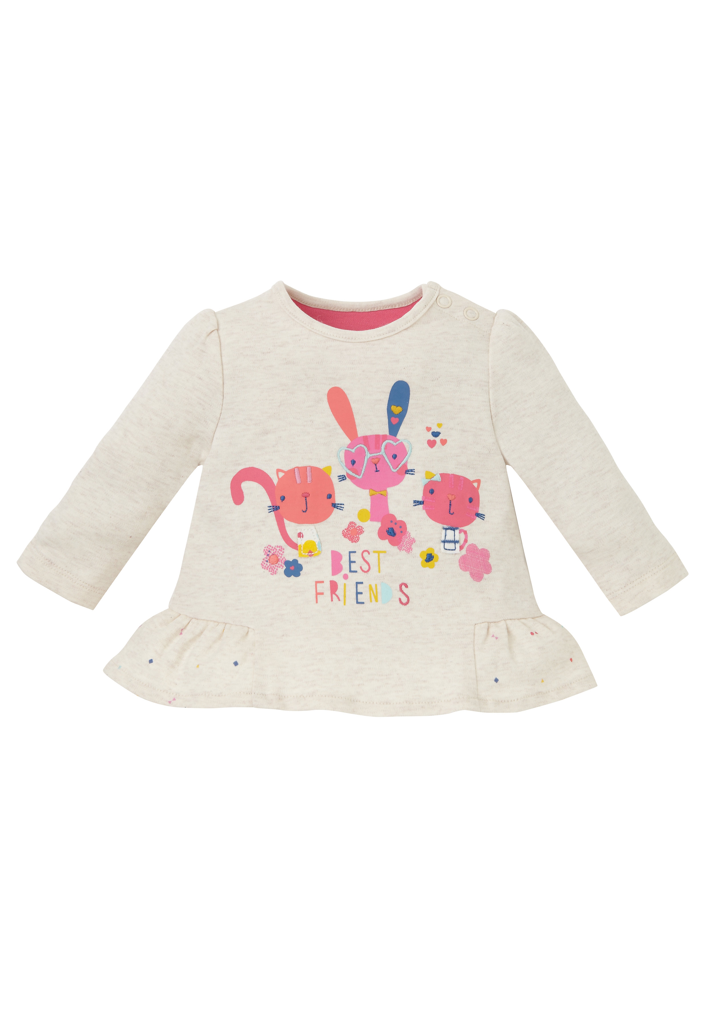 Mothercare | Girls Full Sleeves T-Shirts Frill Hem - Cream 0