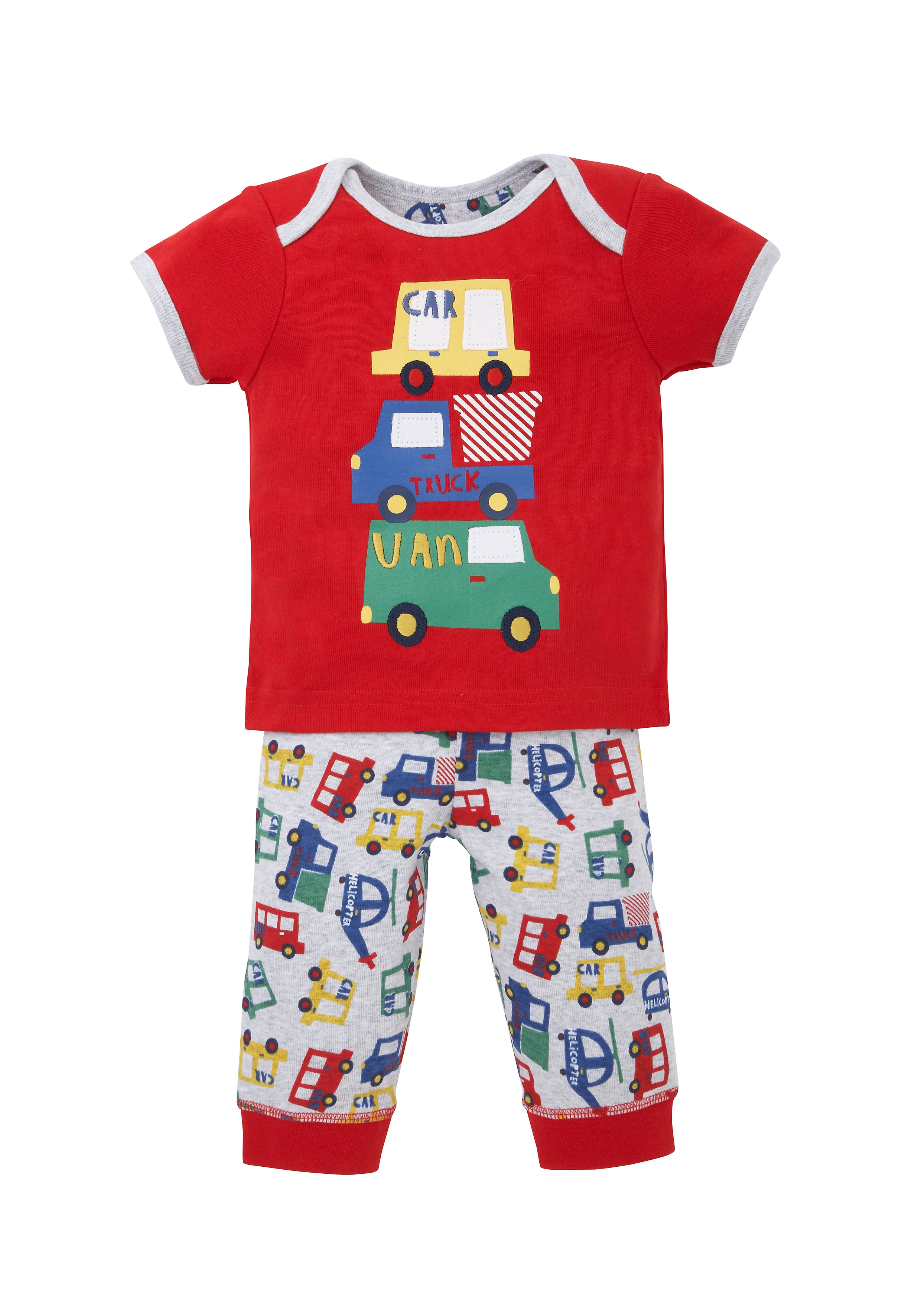 Mothercare | Boys Half Sleeves Pyjama Set Vehicle Patchwork - Red 0