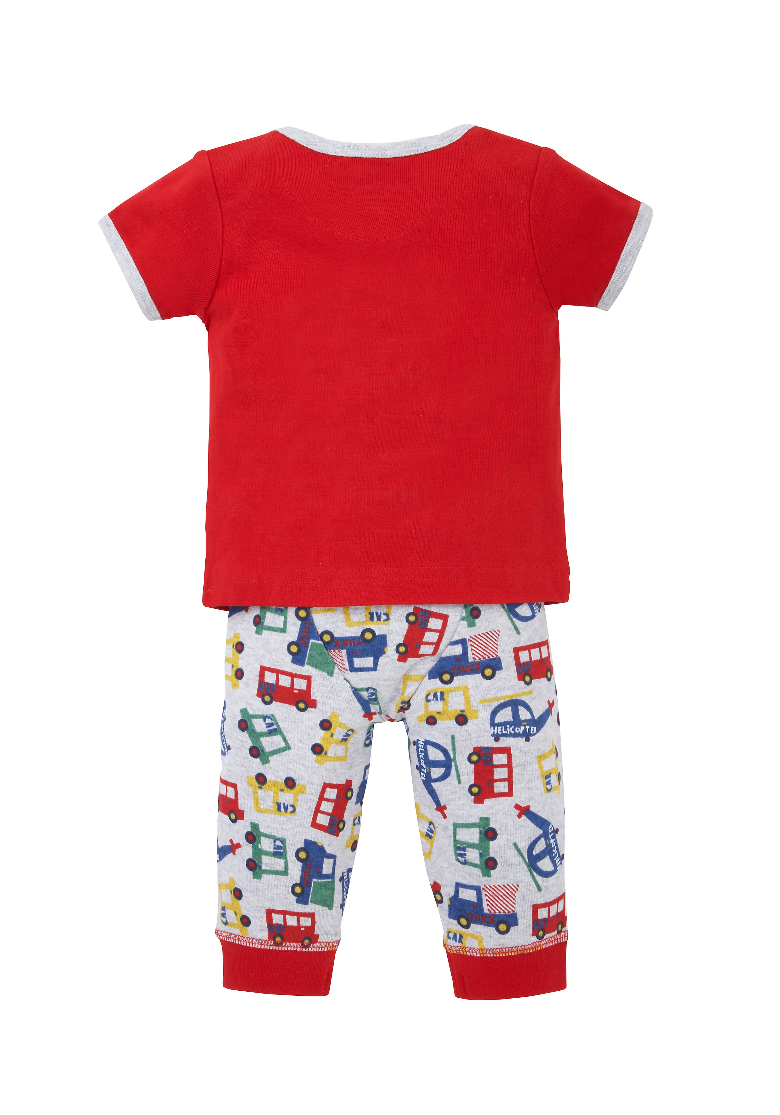 Mothercare | Boys Half Sleeves Pyjama Set Vehicle Patchwork - Red 1