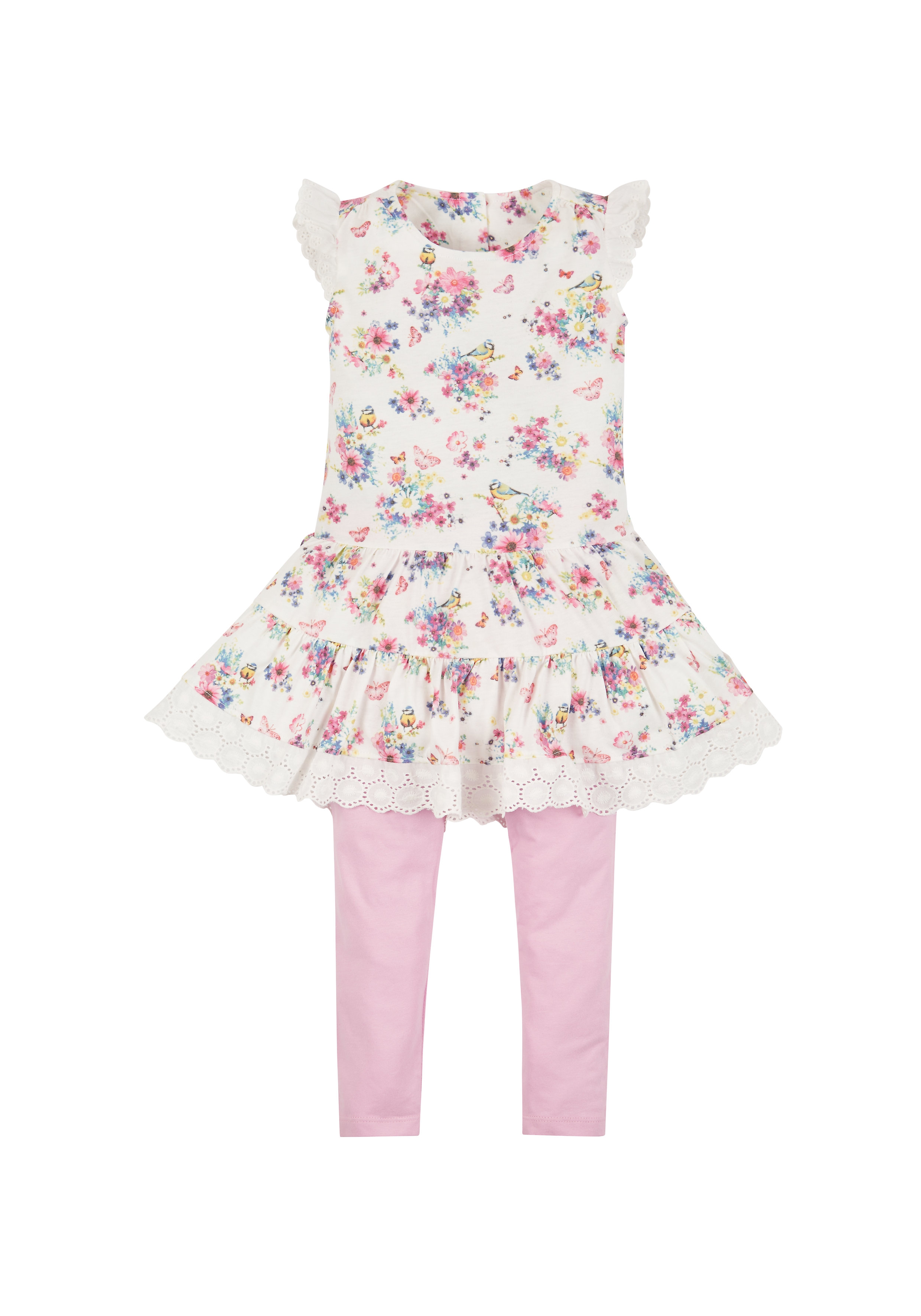 Mothercare | Girls Floral Dress And Leggings Set 0