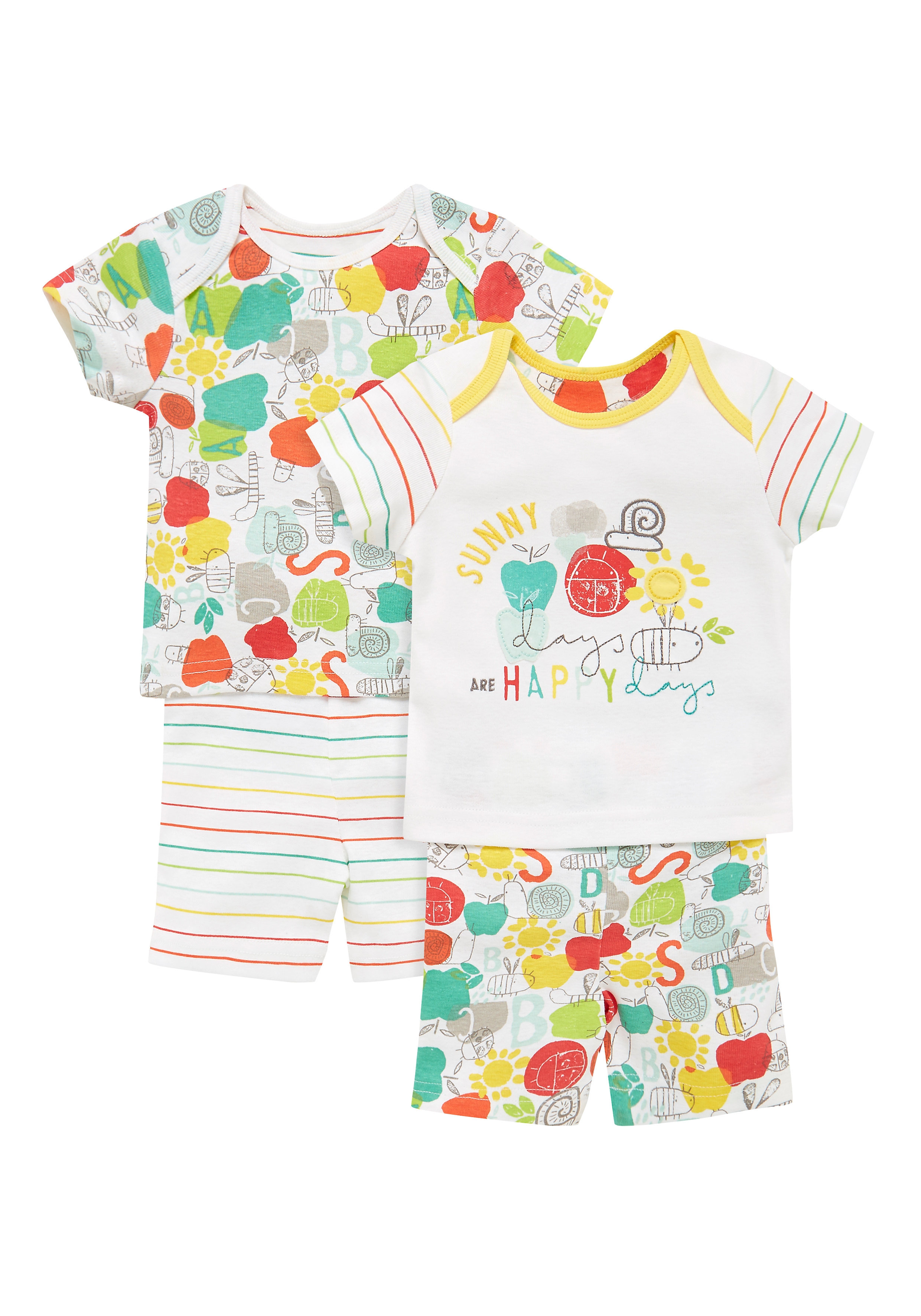 Mothercare | Unisex Happy Bug Pyjamas - Pack Of 2 - Multicolor 0