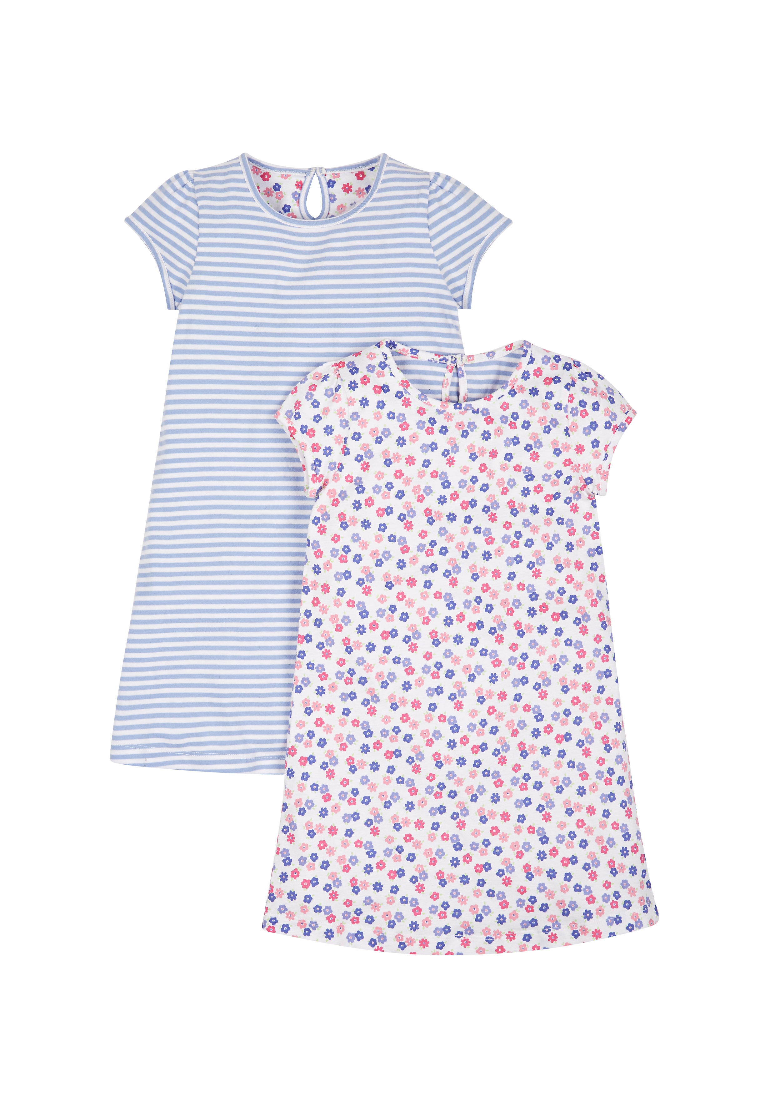 Mothercare | Girls Floral And Striped Nightdresses - Pack Of 2 0