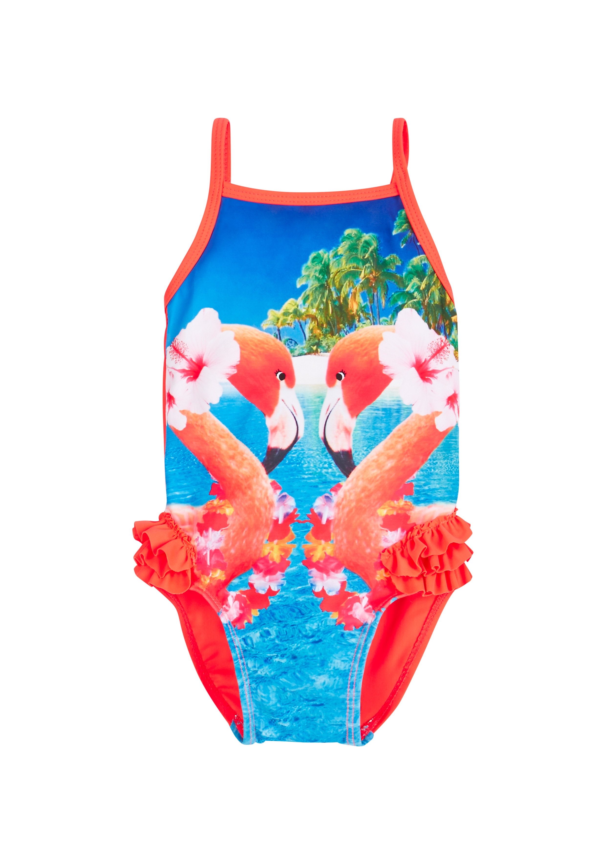 Mothercare | Red Blue Girls Tropical Flamingo Swimsuit 0