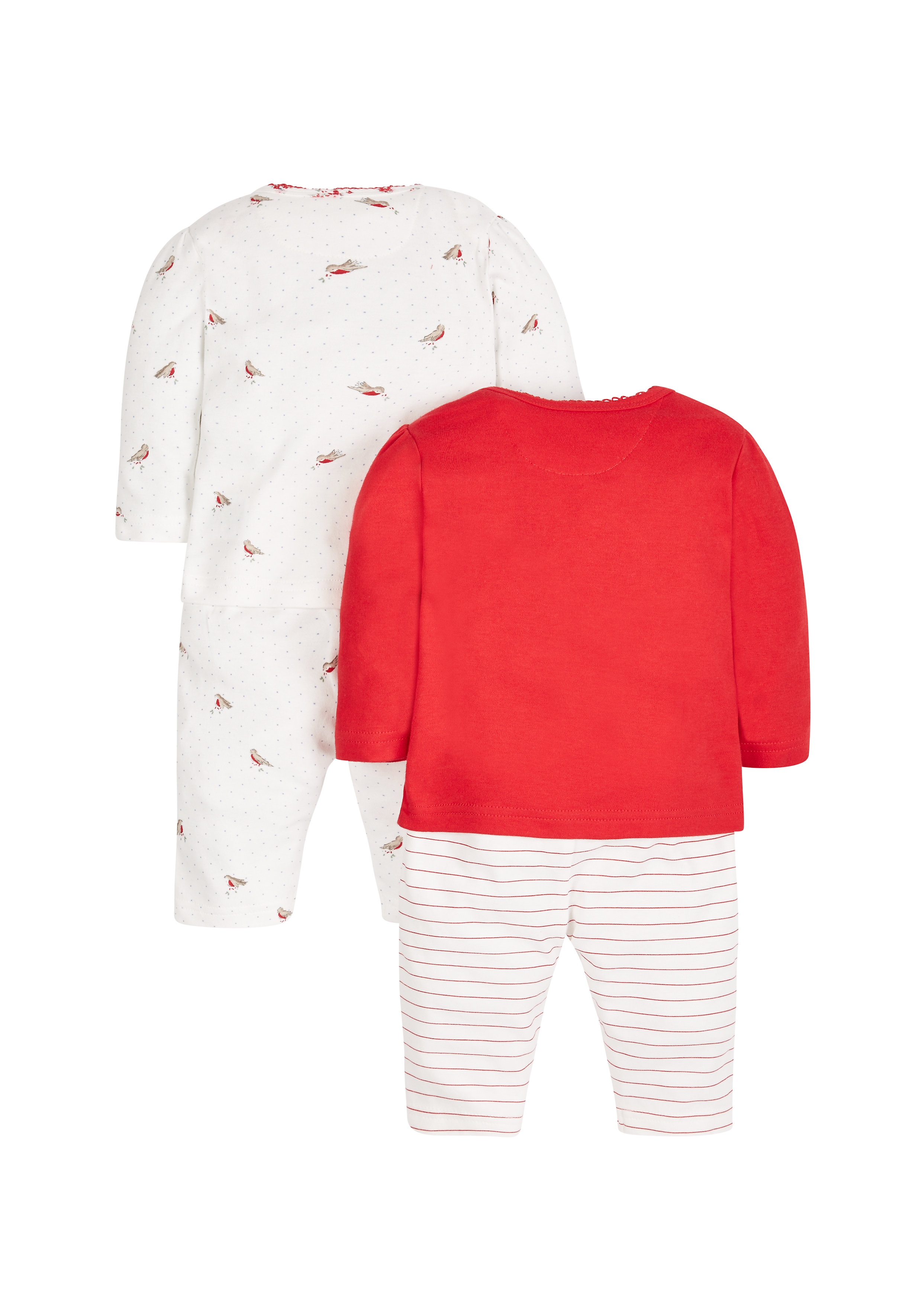 Mothercare | Girls Full Sleeves Pyjama Set Embroidered - Pack Of 2 - Red 1