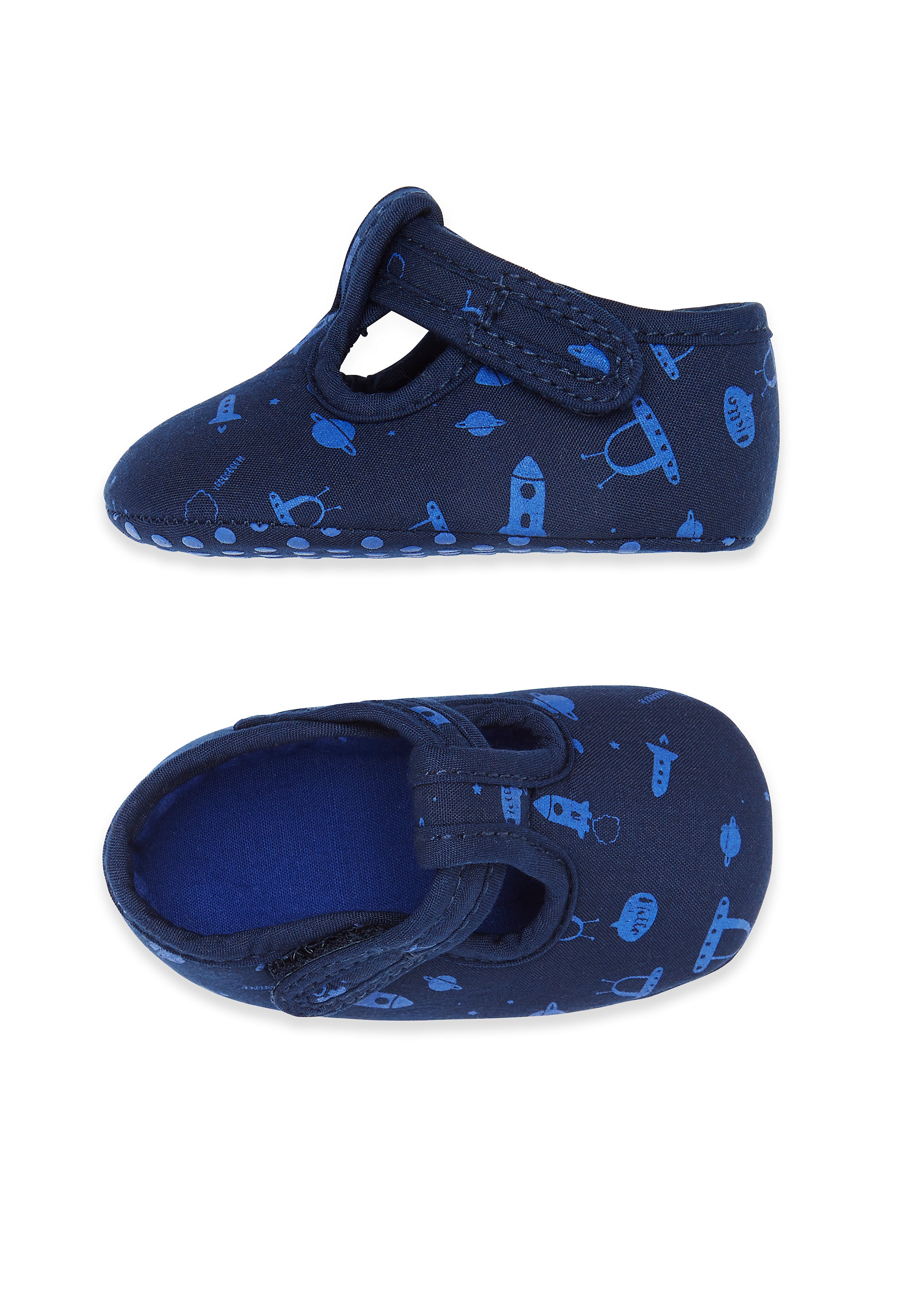 Mothercare | Boys Space T-Bar Booties - Blue 1