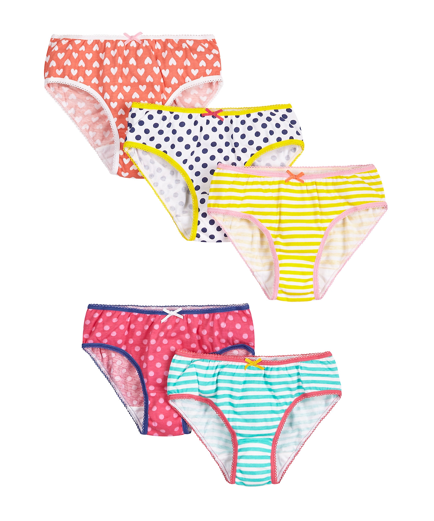 Mothercare | Girls  Briefs Striped And Spot Print - Pack Of 5 - Multicolor 0