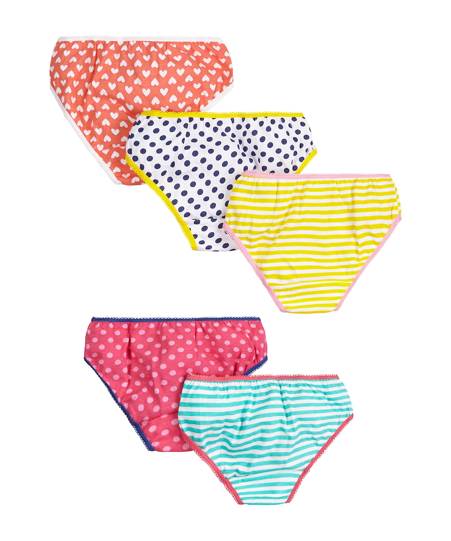 Mothercare | Girls  Briefs Striped And Spot Print - Pack Of 5 - Multicolor 1