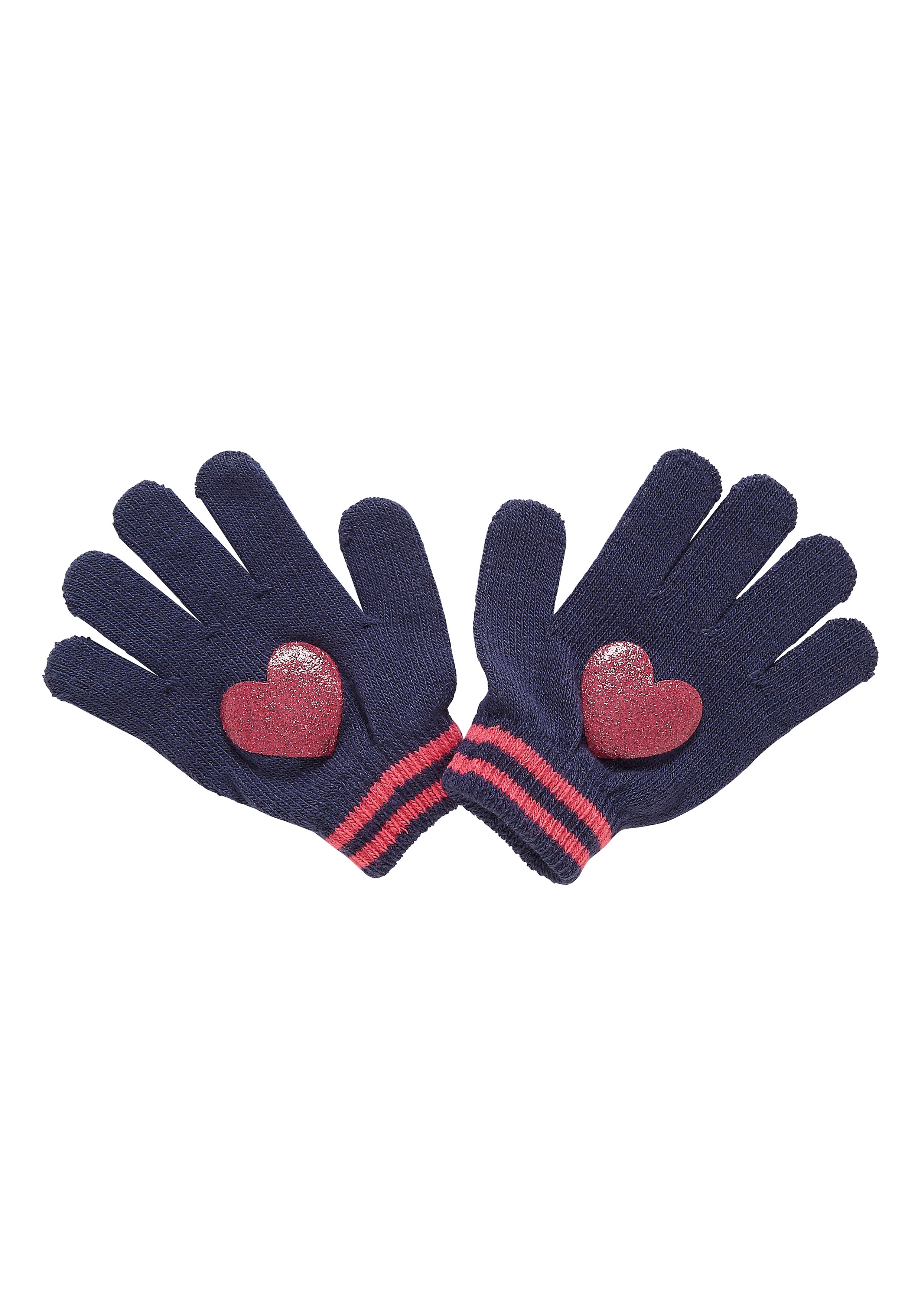 Mothercare | Girls Gloves Heart Print - Navy 0