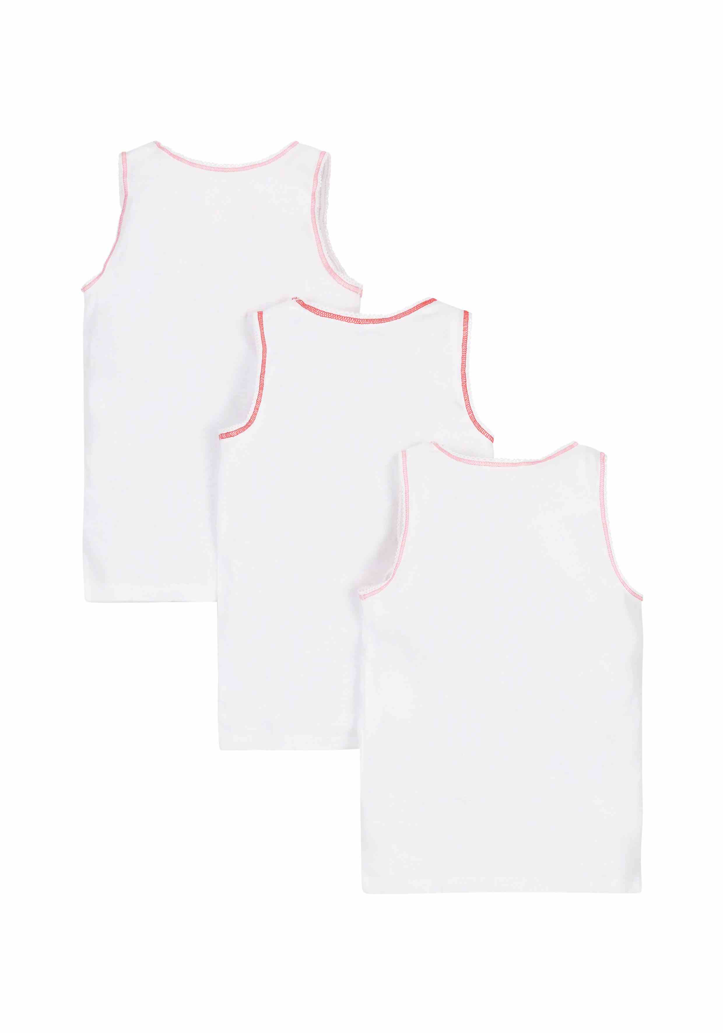 Girls White Vests - 3 Pack - White