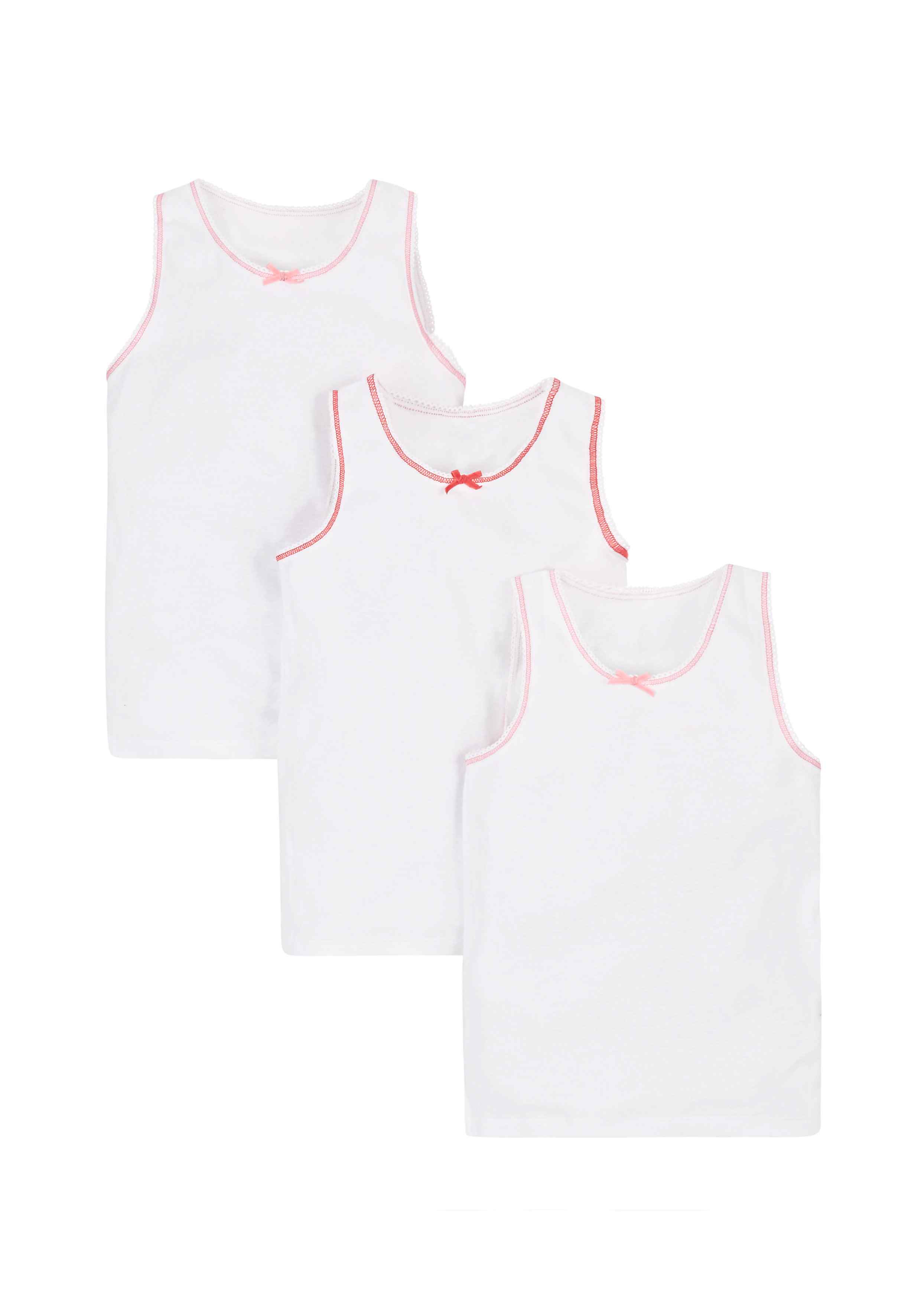 Girls White Vests - 3 Pack - White